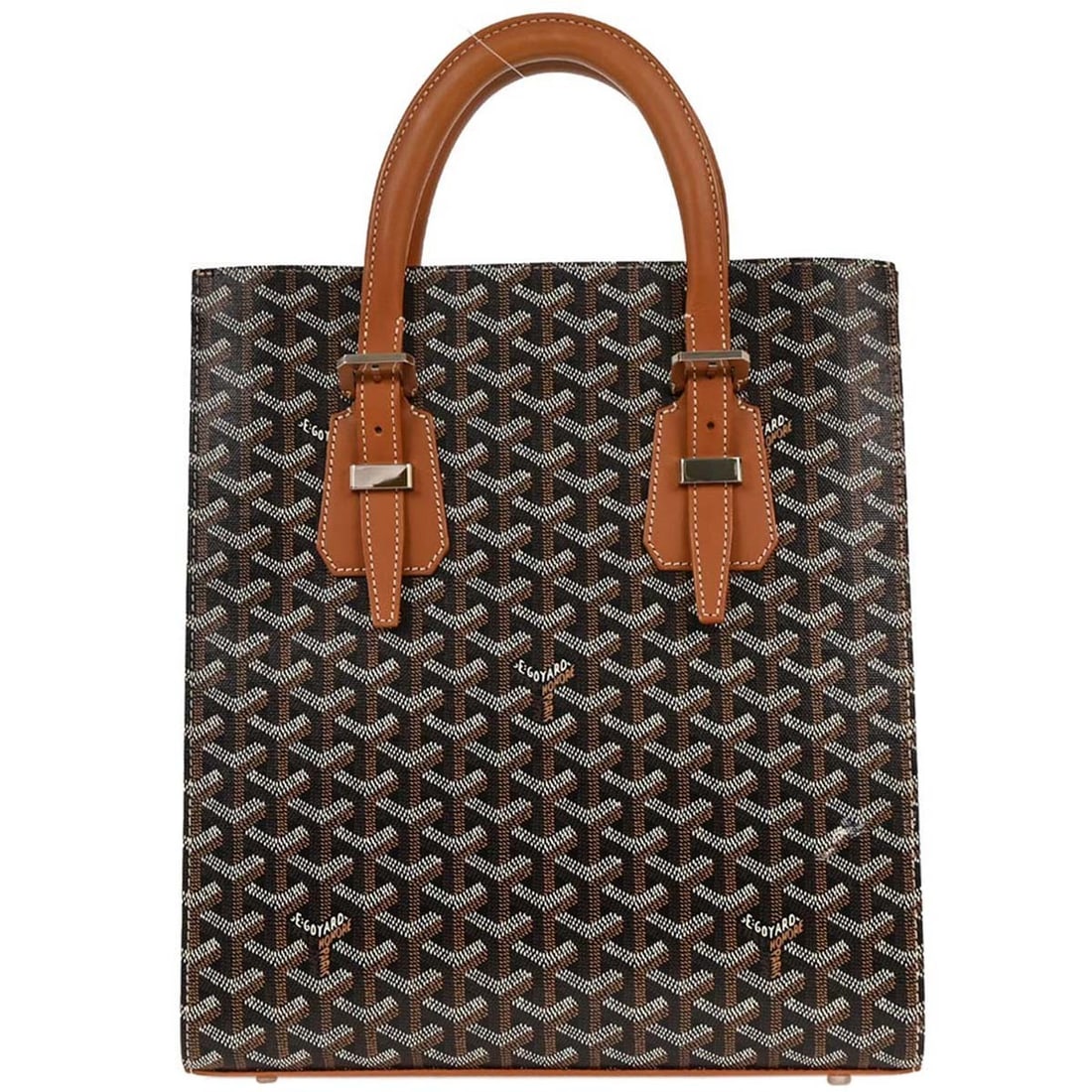 Goyard Brown Comor PM Tote Bag Coated Canvas Logo France: Goyard Brown Comor PM Tote Bag Coated Canvas Logo France This Goyard Comor PM Tote Bag is a stylish and functional accessory, perfect for casual occasions. Crafted from high-quality coated canvas leat