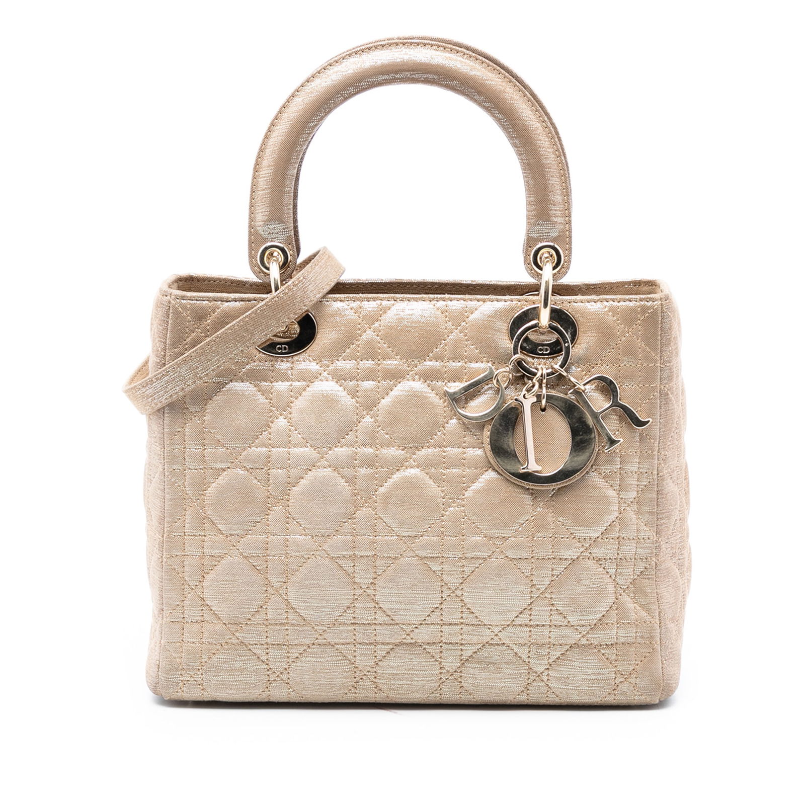 Dior Lady Dior Medium Cannage Iridescent Lambskin Gold Shoulder Bag (1 of 8)