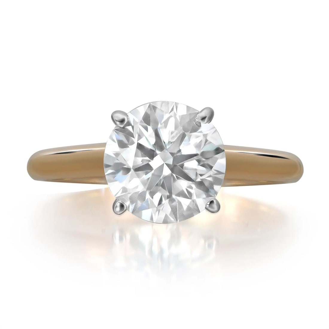 Rachel Koen 14K Yellow Gold 2.04ct Lab Grown Diamond Engagement Ring: Rachel Koen 14K Yellow Gold 2.04ct Lab Grown Diamond Engagement Ring Celebrate your love with this exquisite engagement ring featuring a brilliant round-cut lab-grown diamond. Set in a sturdy four-pro