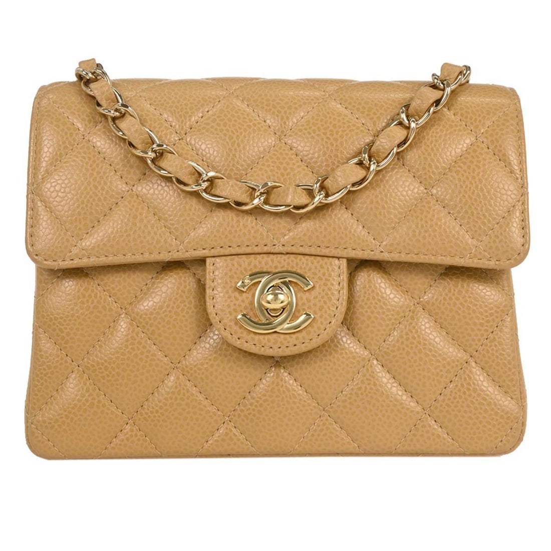 Chanel Beige Caviar Mini Classic Square Flap Shoulder Bag (1 of 10)