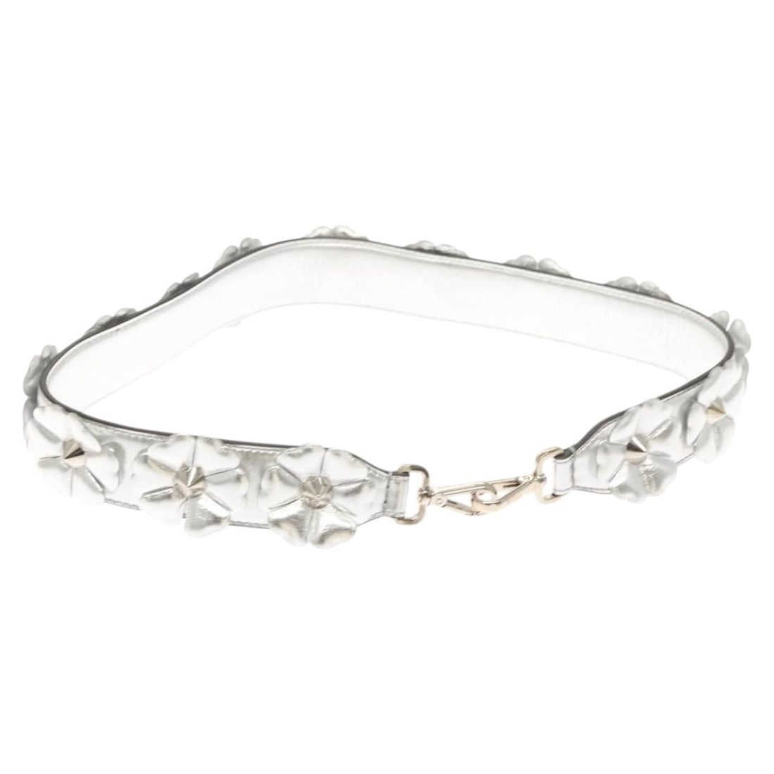 Fendi Strap You Silver Leather Shoulder Strap Made in Italy: Fendi Strap You Silver Leather Shoulder Strap Made in Italy Elevate your style with this authentic Fendi Strap You Shoulder Strap, crafted from high-quality leather in a striking silver color. This ve