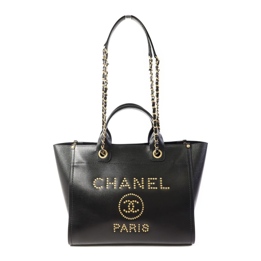 CHANEL Deauville 2 Way Shoulder Bag Black Calfskin GHW (1 of 18)