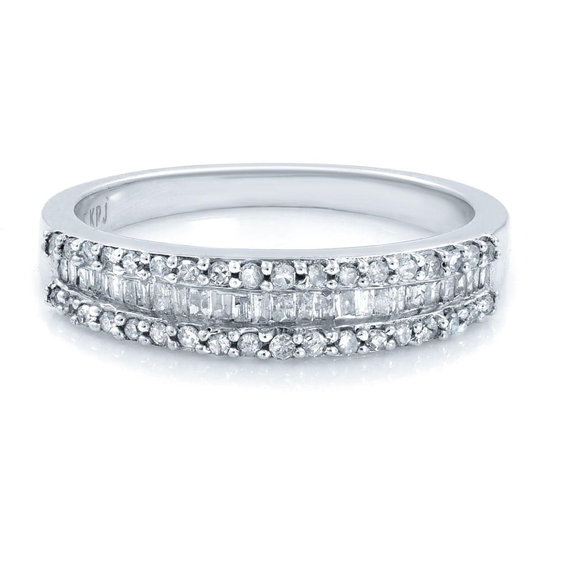 Rachel Koen 1.00Cttw Baguette Diamond Ring in Sterling Silver Size 10: Rachel Koen 1.00Cttw Baguette Diamond Ring in Sterling Silver Size 10 This stunning Rachel Koen ring features a sophisticated blend of round and baguette-cut diamonds totaling 1.00 carat, elegantly se