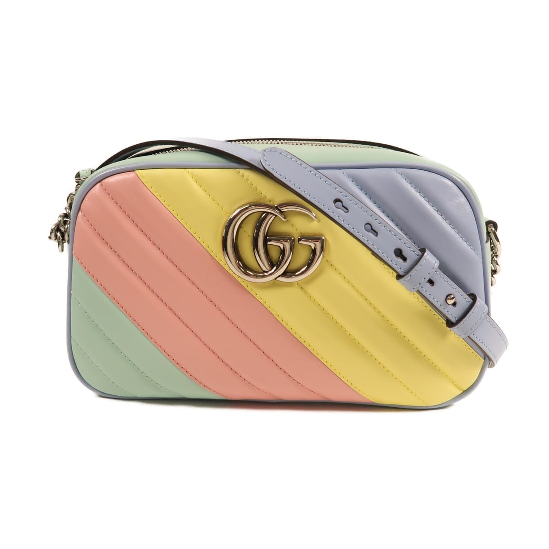 Gucci GG Marmont 447632 Lambskin Leather Multicolor Chain Shoulder Bag: Gucci GG Marmont 447632 Lambskin Leather Multicolor Chain Shoulder Bag This Gucci GG Marmont shoulder bag is crafted from lambskin leather in a multicolor design. It features a chain shoulder strap an