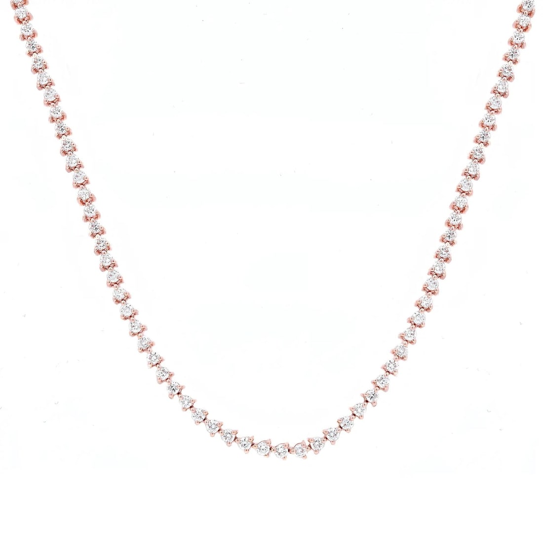 Rachel Koen 18K Rose Gold Diamond Tennis Necklace 4.87ct 204 Diamonds 17.5in: Rachel Koen 18K Rose Gold Diamond Tennis Necklace 4.87ct 204 Diamonds 17.5in Elevate your elegance with this stunning tennis necklace, handcrafted in luxurious 18K rose gold. Featuring 204 round brill