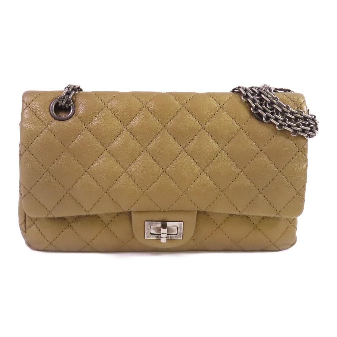 Chanel 2.55 Small Gold Calfskin Leather Chain Shoulder Bag SHW (1 of 16)