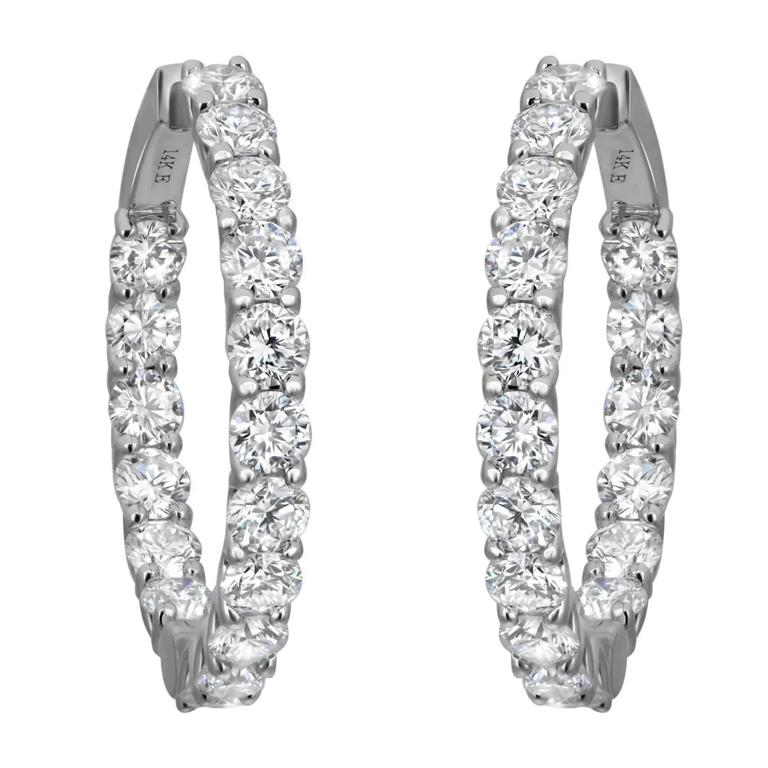 Rachel Koen 14K White Gold Lab Grown Diamond Hoop Earrings 6.91ctw (1 of 4)