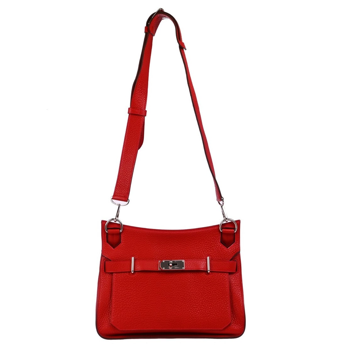 HERMES Red Taurillon Clemence Jypsiere 31 Shoulder Bag: HERMES Red Taurillon Clemence Jypsiere 31 Shoulder Bag Introducing the Hermes Red Taurillon Clemence Jypsiere 31 Shoulder Bag, a perfect blend of style and functionality. This luxurious shoulder bag f