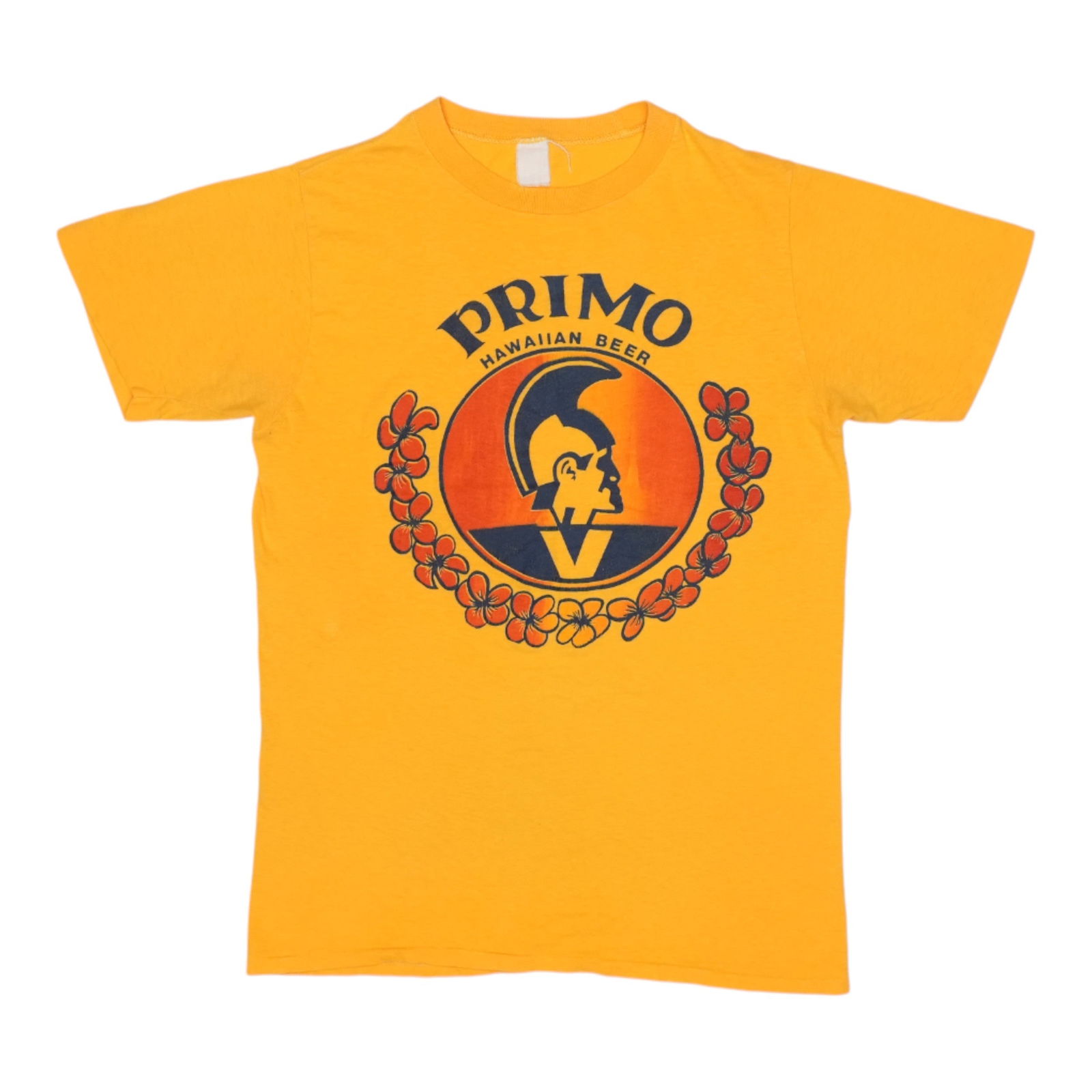 Vintage 1970s Primo Hawaiian Beer Shirt Yellow Cotton (1 of 5)