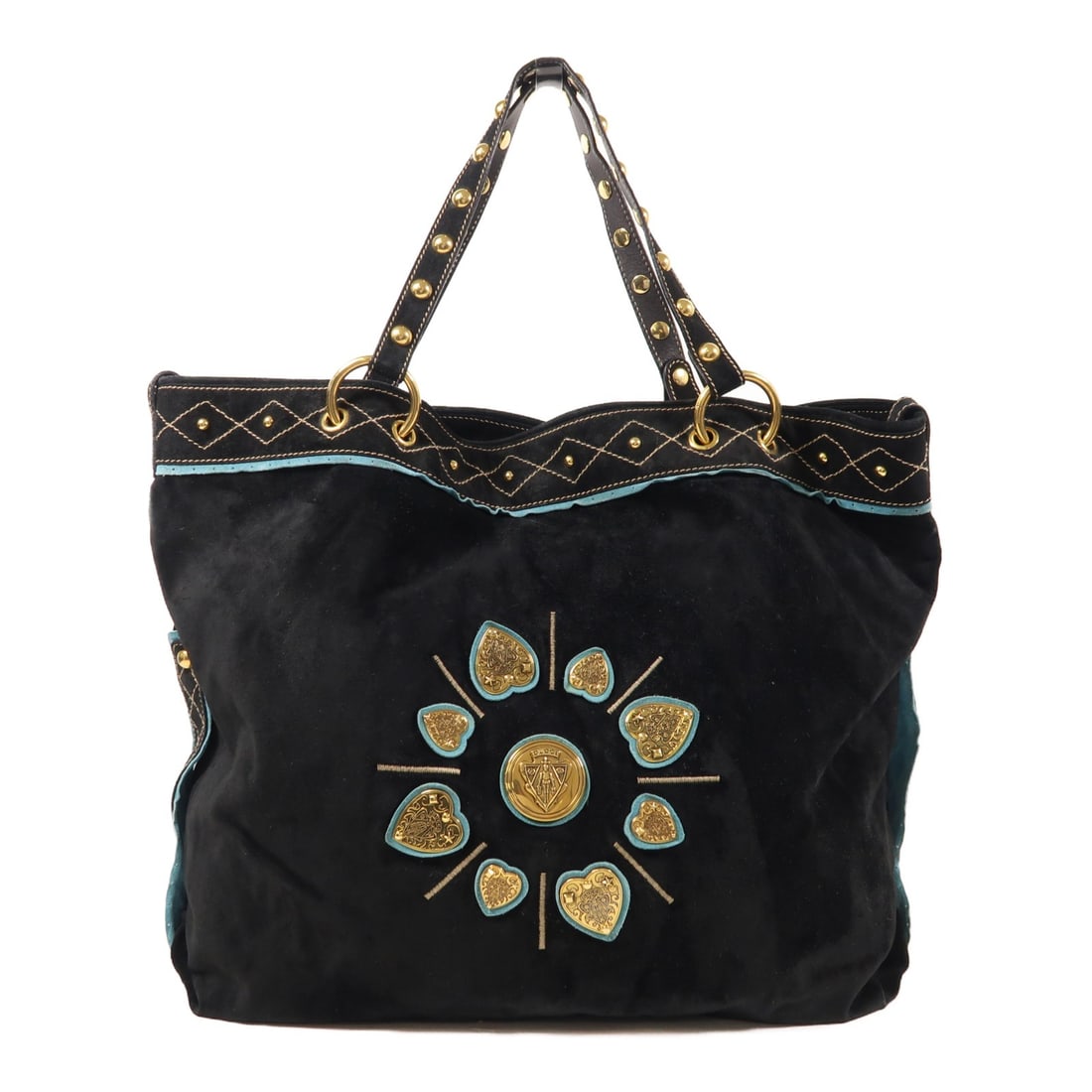 Black Suede Gucci GG Shoulder Tote Bag with Gold Tone Hardware 211959 (1 of 13)