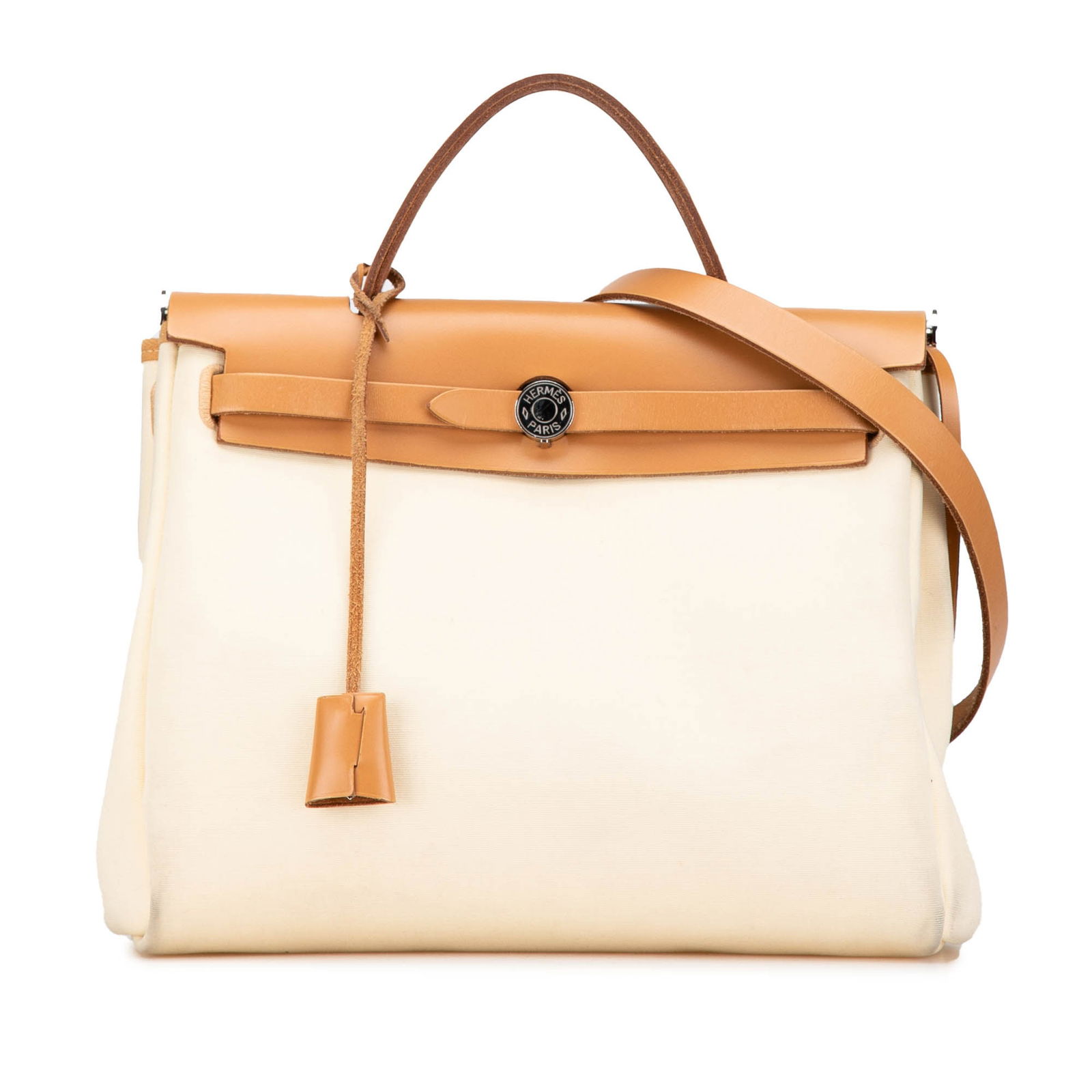 Hermes Toile Herbag Zip 31 Stylish Brown Canvas Bag with Leather Trim (1 of 14)