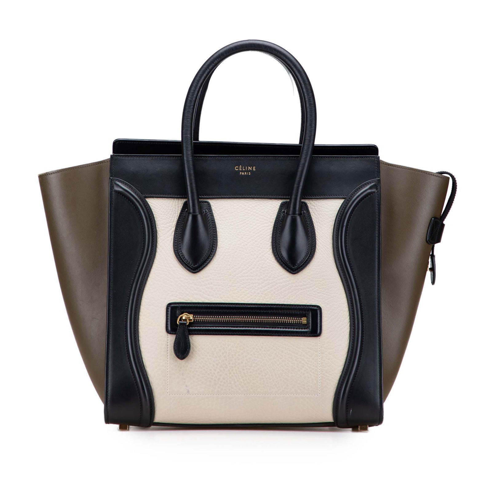 Celine Mini Tricolor Calfskin Luggage Tote Bag Made in Italy: Celine Mini Tricolor Calfskin Luggage Tote Bag Made in Italy Introducing the Celine Mini Tricolor Calfskin Luggage Tote, a stylish and functional accessory crafted from premium leather. This tote feat