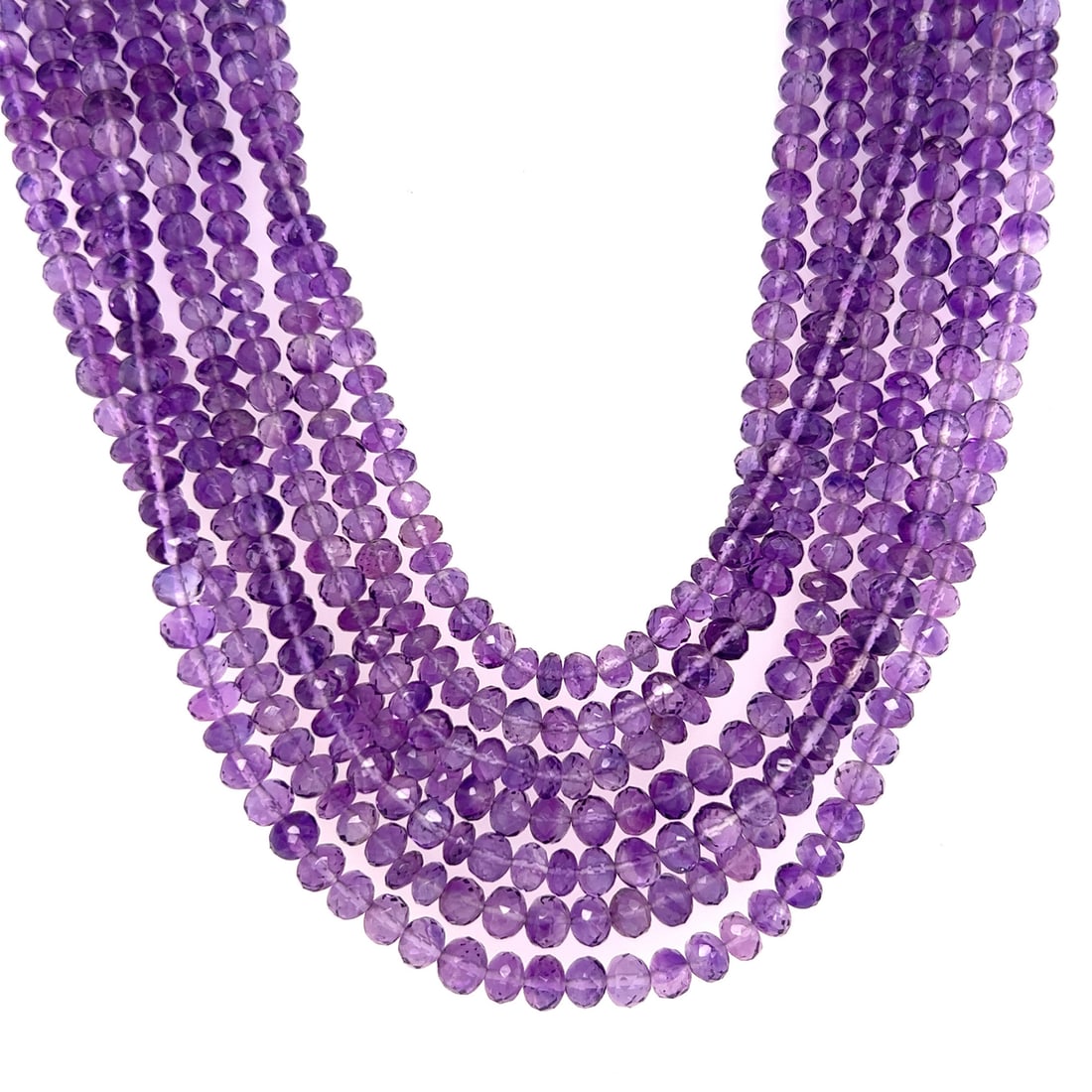 Rachel Koen Handmade 7 Strand Purple Amethyst Necklace 278.70ct Adjustable (1 of 6)