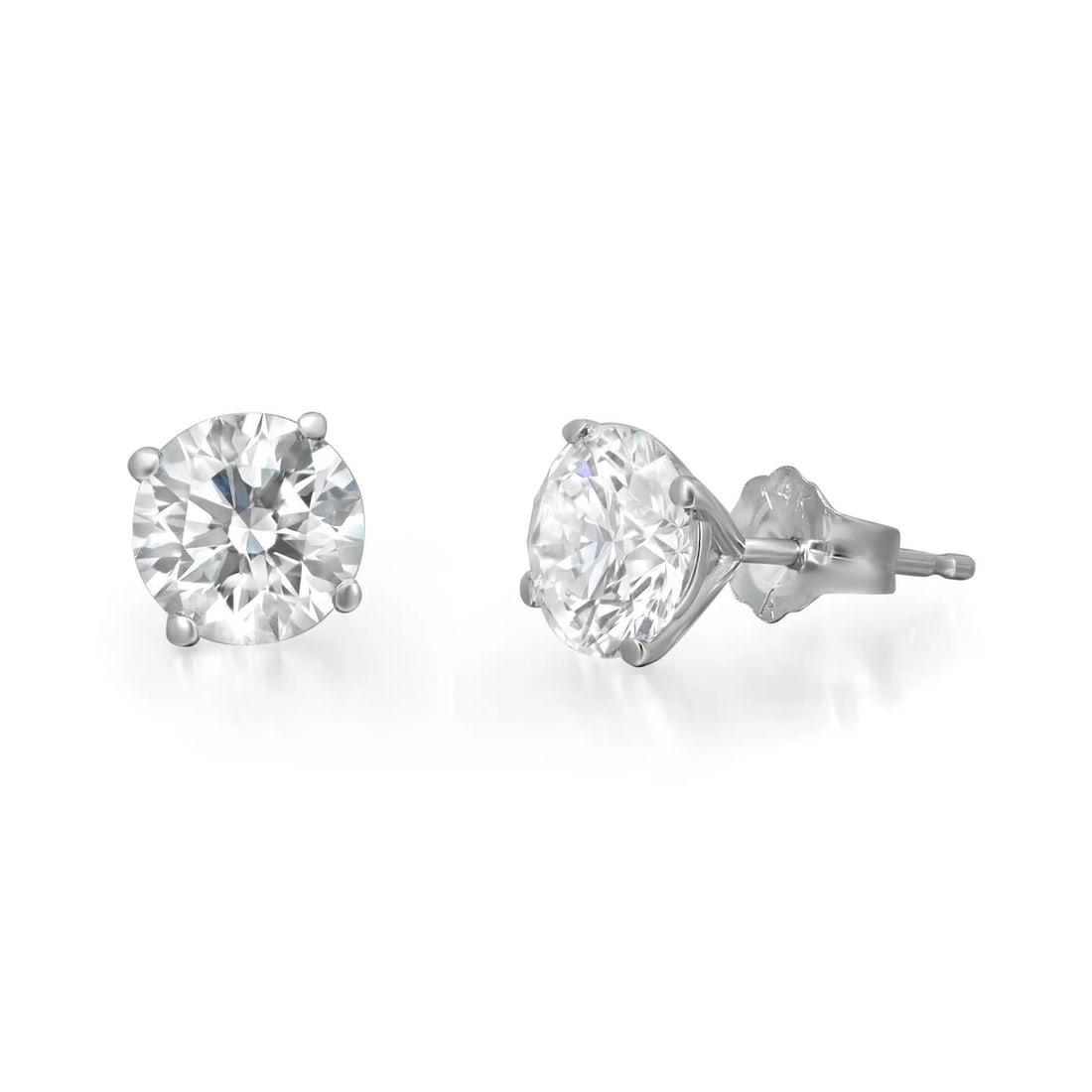 Rachel Koen 14K White Gold Lab-Grown Diamond Stud Earrings 2.20Cttw E-F VS1: Rachel Koen 14K White Gold Lab-Grown Diamond Stud Earrings 2.20Cttw E-F VS1 Elevate your elegance with these stunning prong set round cut lab-grown diamond stud earrings. Crafted from high-polished 14