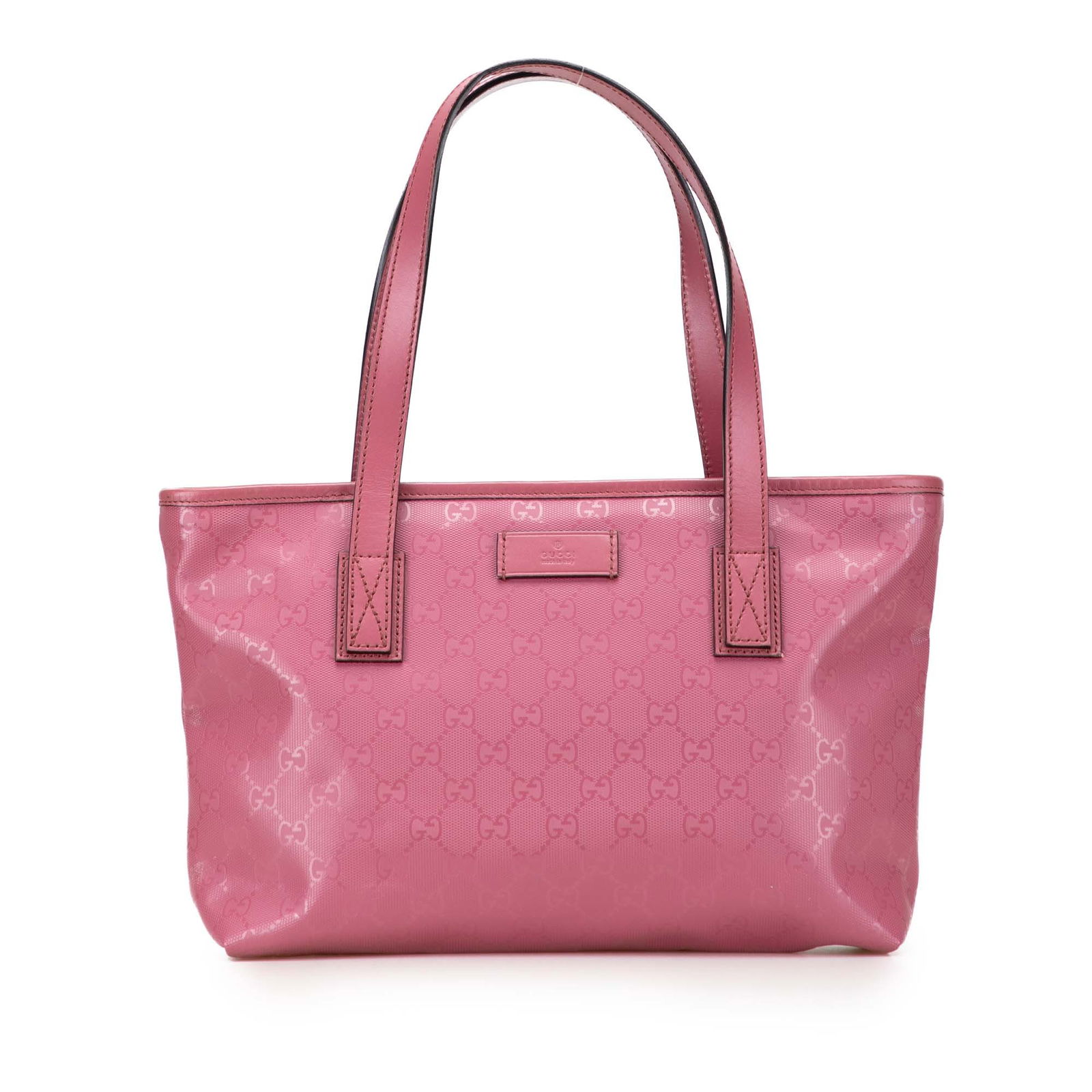 Gucci Small GG Imprime Joy Tote Pink Coated Canvas Bag: Gucci Small GG Imprime Joy Tote Pink Coated Canvas Bag Elevate your accessory collection with the Gucci Small GG Imprime Joy Tote, crafted from coated canvas for durability and style. This chic tote f