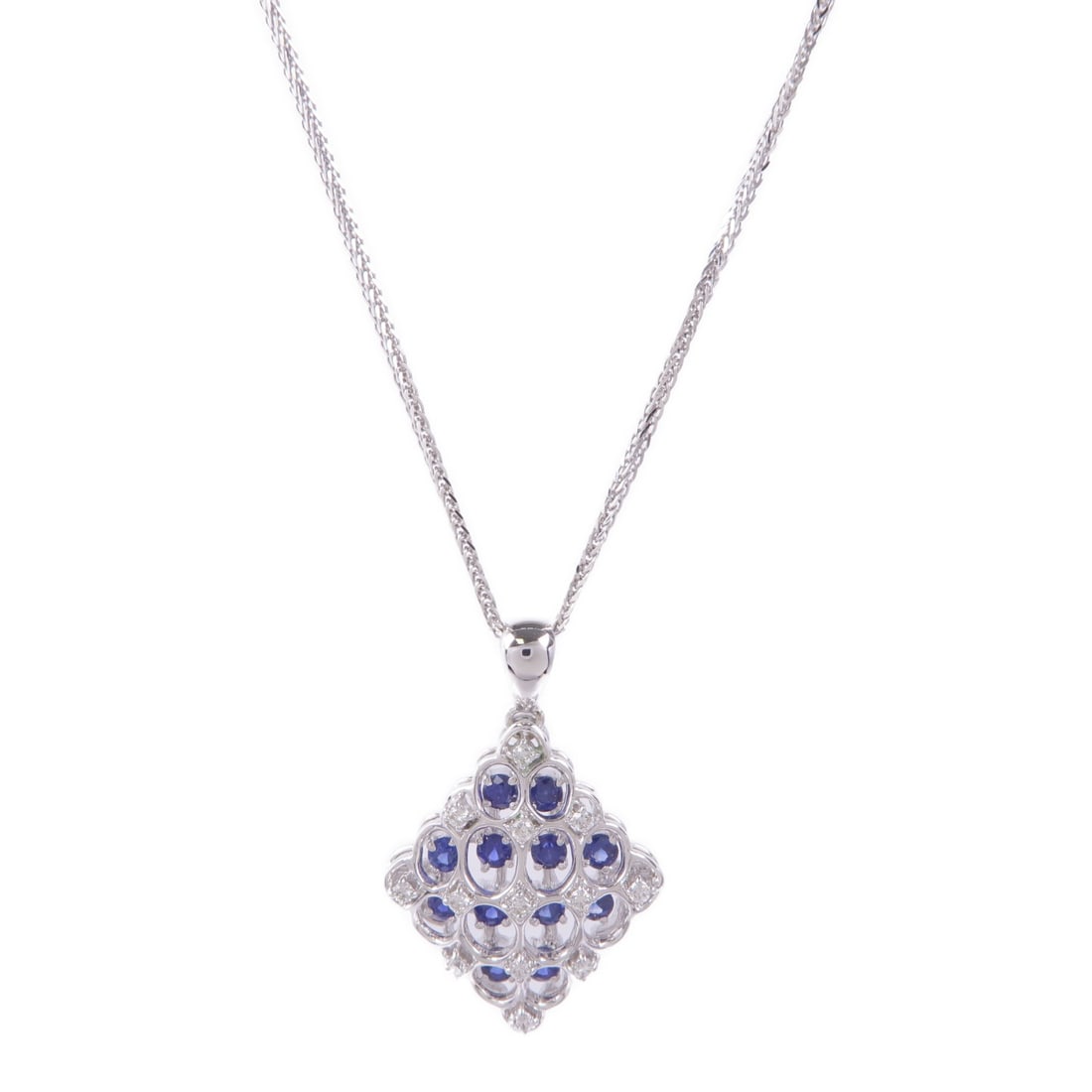 JEWELRY Sapphire Diamond Necklace in 18K White Gold (1 of 8)