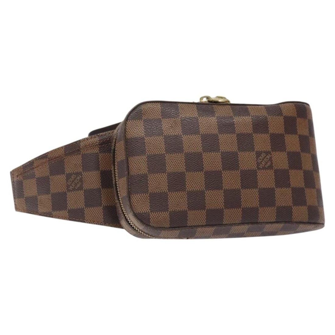 Geronimos Shoulder Bag in Brown Canvas by Louis Vuitton: Geronimos Shoulder Bag in Brown Canvas by Louis Vuitton This Louis Vuitton Geronimos waist bag features a brown exterior with a monogram design. The bag shows signs of gentle use, including slight rub