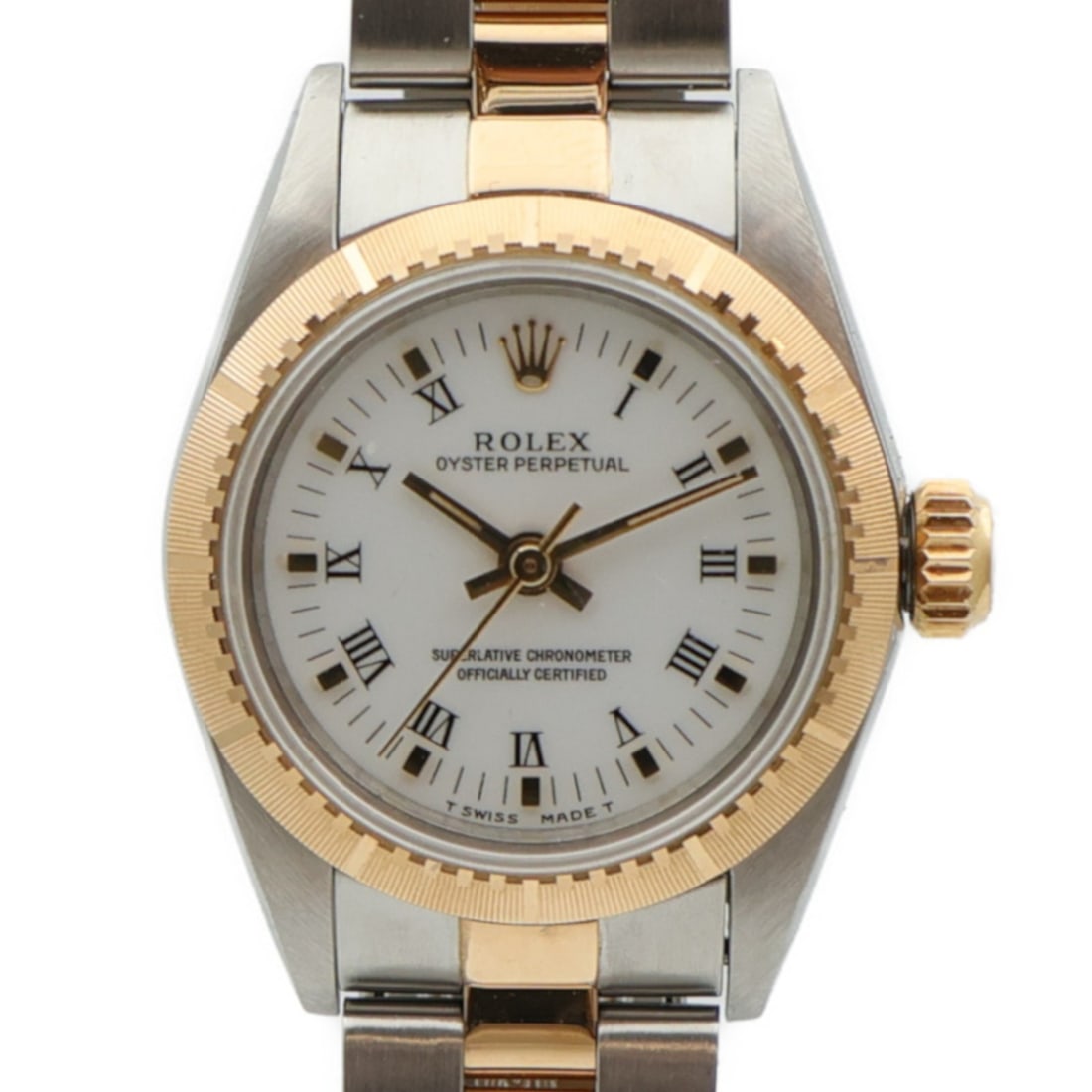 Oyster Perpetual Two-Tone Automatic Wristwatch in 18K Gold and Steel White Dial (1 of 17)