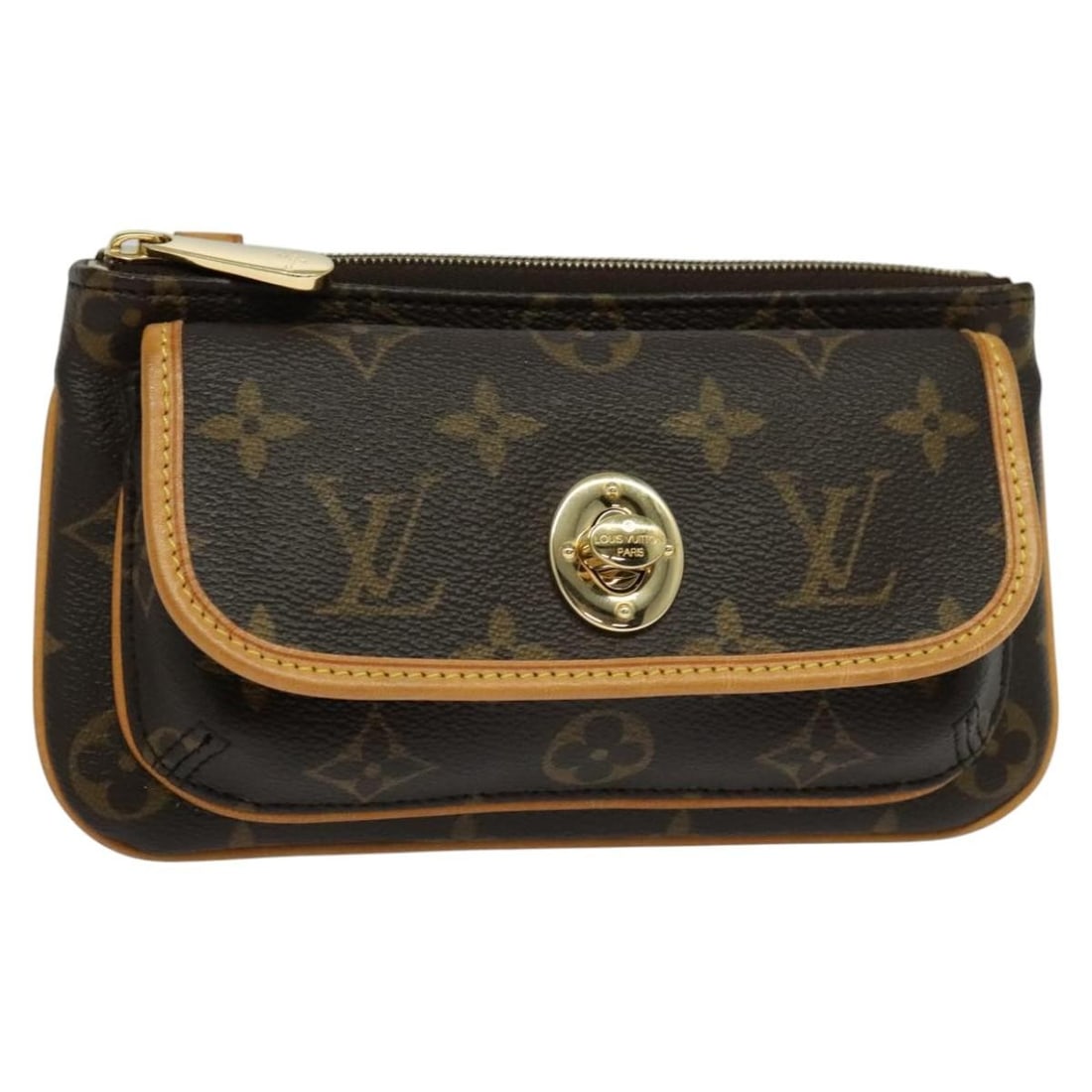 Tikal Pochette Brown Wristlet Bag by Louis Vuitton: Tikal Pochette Brown Wristlet Bag by Louis Vuitton This Louis Vuitton Tikal Wristlet Pochette features a brown exterior with minimal signs of wear. The leather shows some sunburn, stains, and slight r