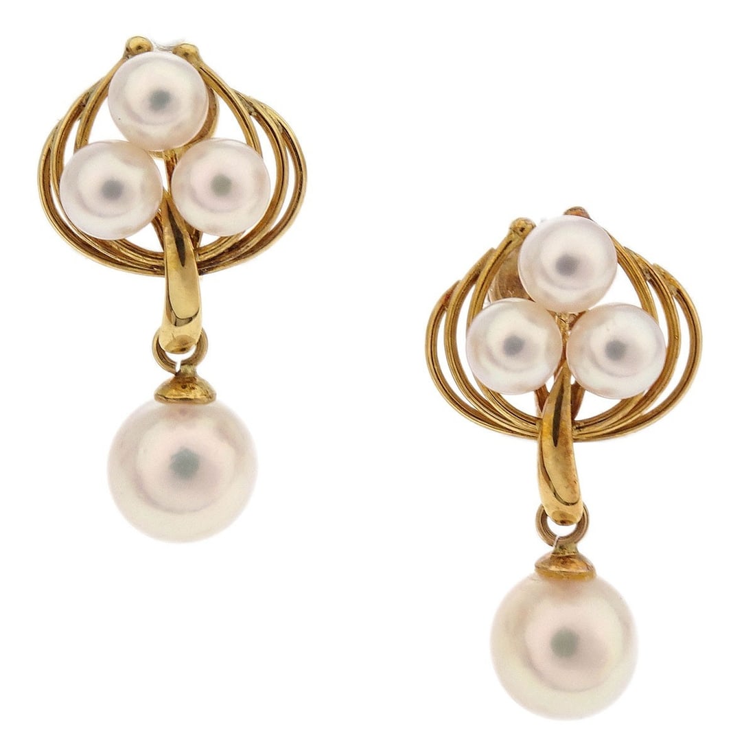 18K Gold Clip-On Dangle Earrings with Pearl (1 of 4)