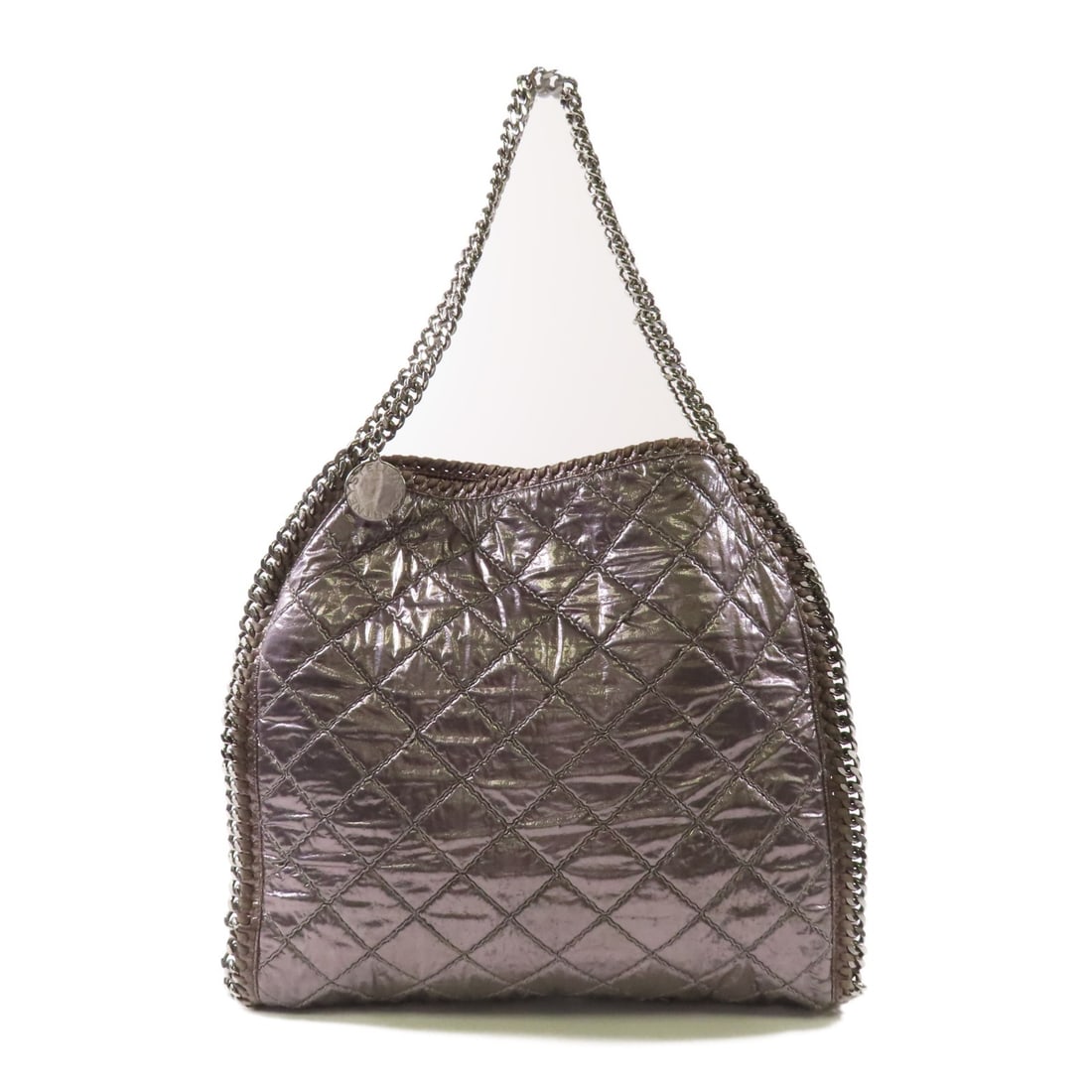 Stella McCartney Silver Leather Shoulder Bag with Chain Detail (1 of 15)