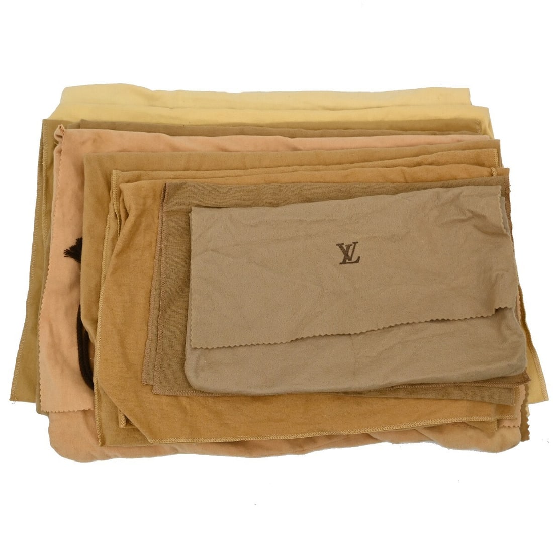 Louis Vuitton 10 Piece Dust Bag Set Brown Beige Authentic Cotton: Louis Vuitton 10 Piece Dust Bag Set Brown Beige Authentic Cotton This authentic Louis Vuitton dust bag set includes 10 pieces crafted from 100% cotton in a classic brown and beige color. The bags are