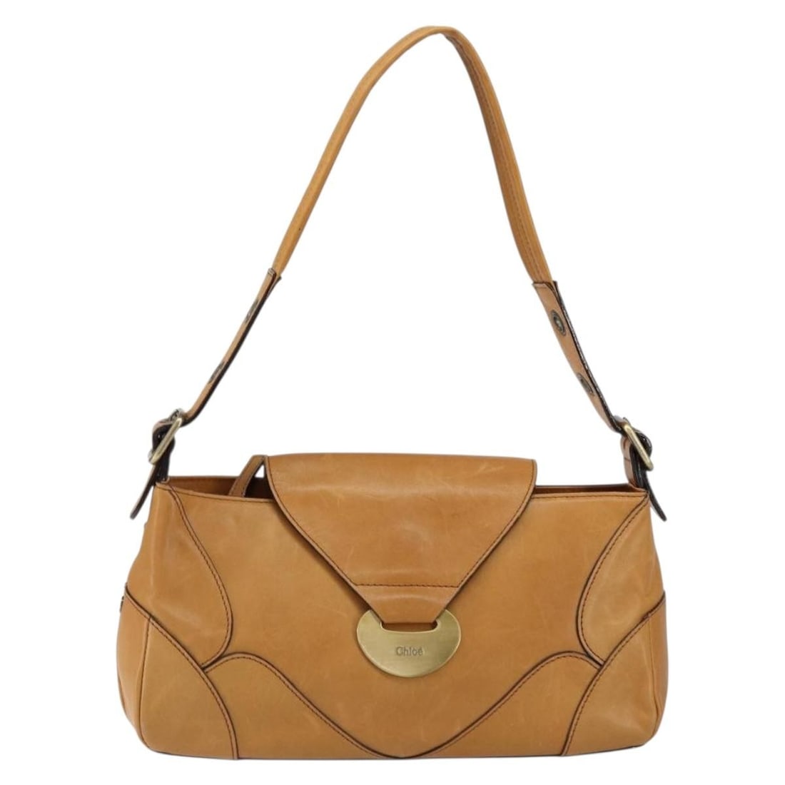 Pre-owned Chloe Brown Vintage Shoulder Bag with Signs of Use: Pre-owned Chloe Brown Vintage Shoulder Bag with Signs of Use This pre-owned Chloe shoulder bag features a classic brown design and is crafted for female use. The bag is in good condition with visible