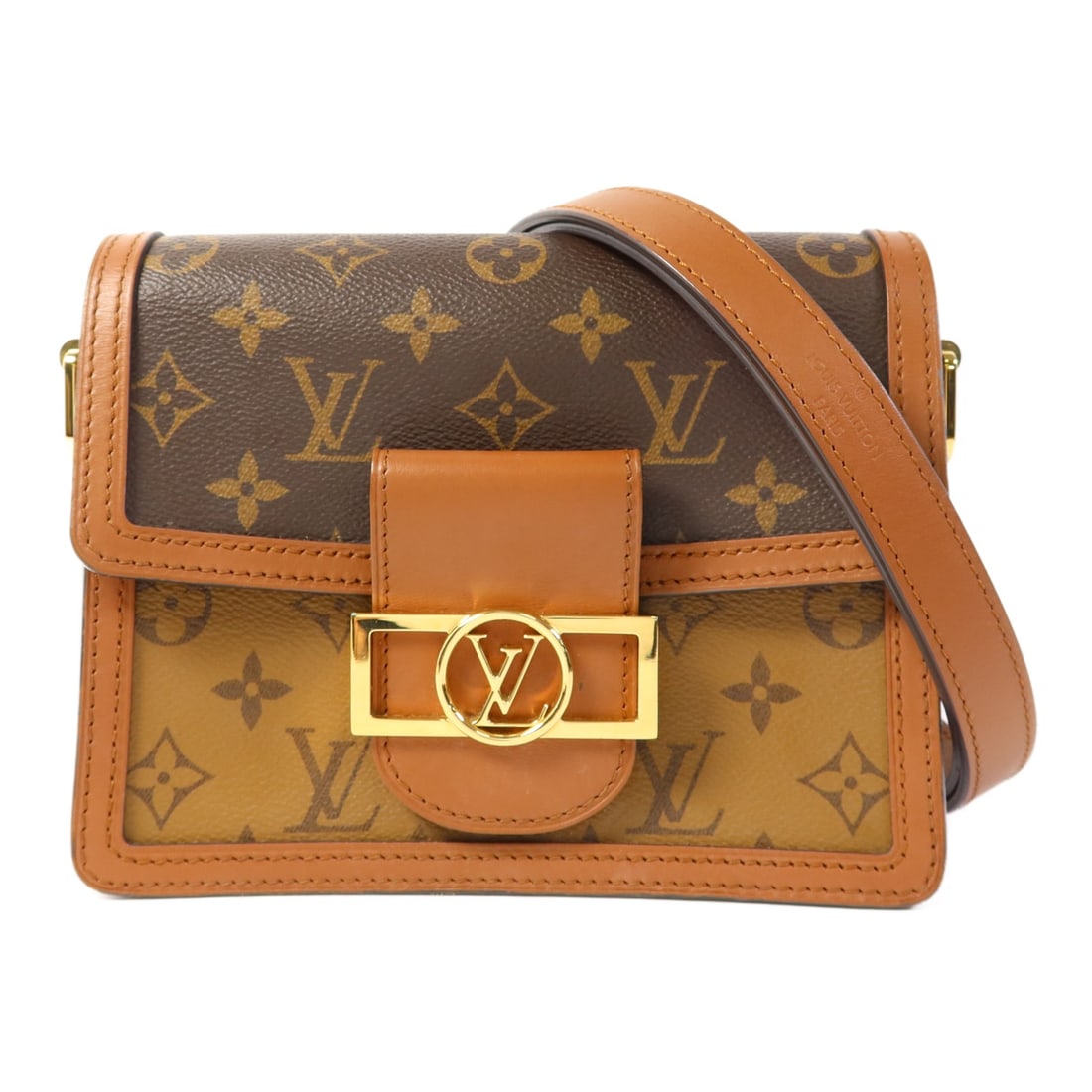 LOUIS VUITTON Mini Dauphine Shoulder Bag M44580 Monogram Reverse Brown: LOUIS VUITTON Mini Dauphine Shoulder Bag M44580 Monogram Reverse Brown Elevate your accessory collection with the LOUIS VUITTON Mini Dauphine Shoulder Bag, featuring the iconic Monogram Reverse