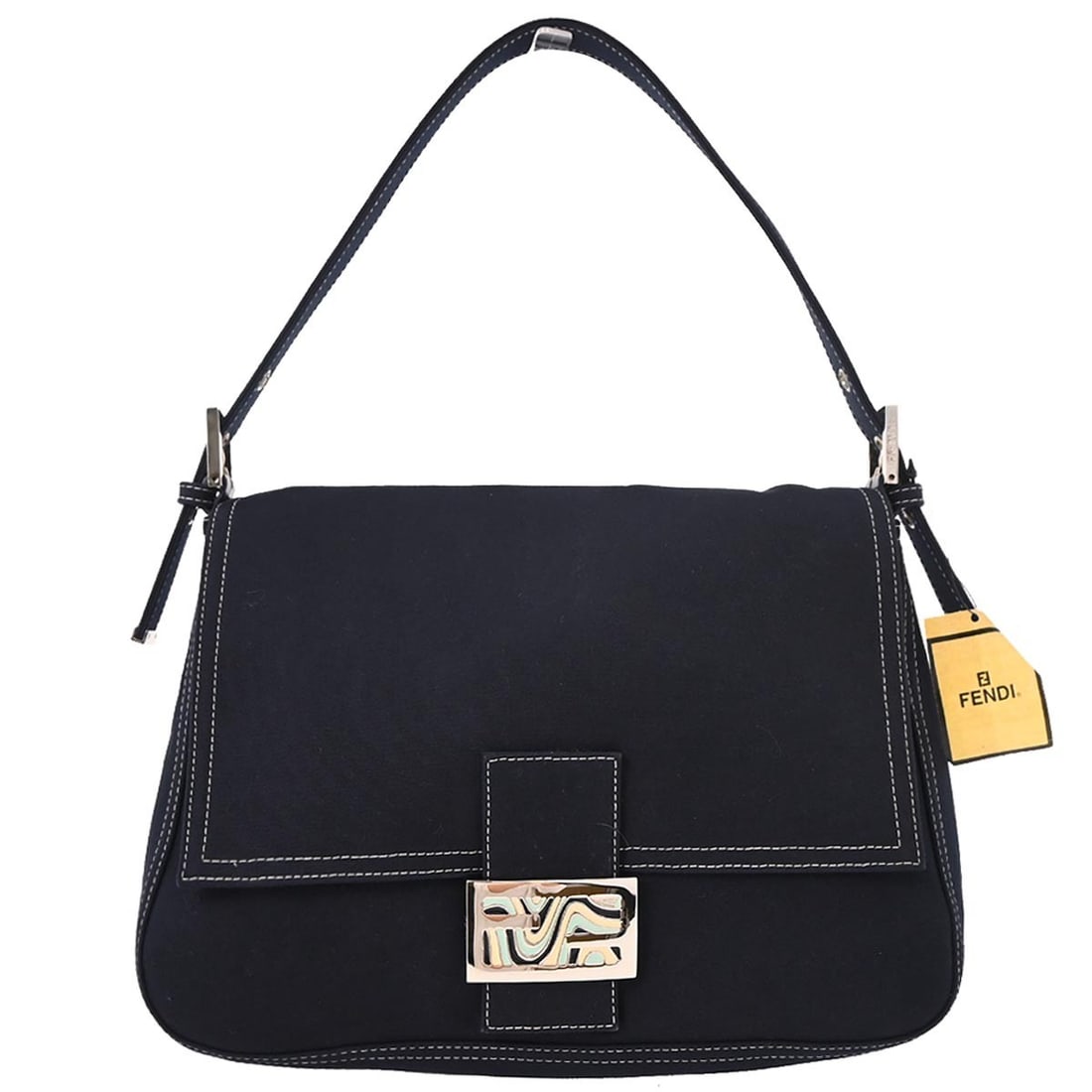 Fendi Navy Canvas Mamma Baguette Handbag 222826325.018 (1 of 10)
