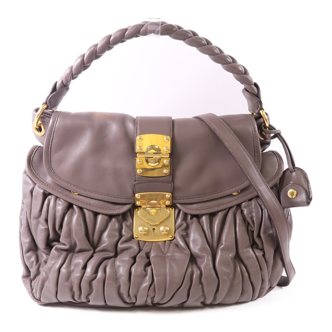 Miu Miu Brown Lambskin 2 Way Shoulder Bag with GHW (1 of 18)
