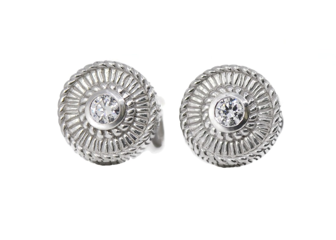 Judith Ripka Sterling Silver Stud Earrings 13mm 100% Authentic (1 of 3)