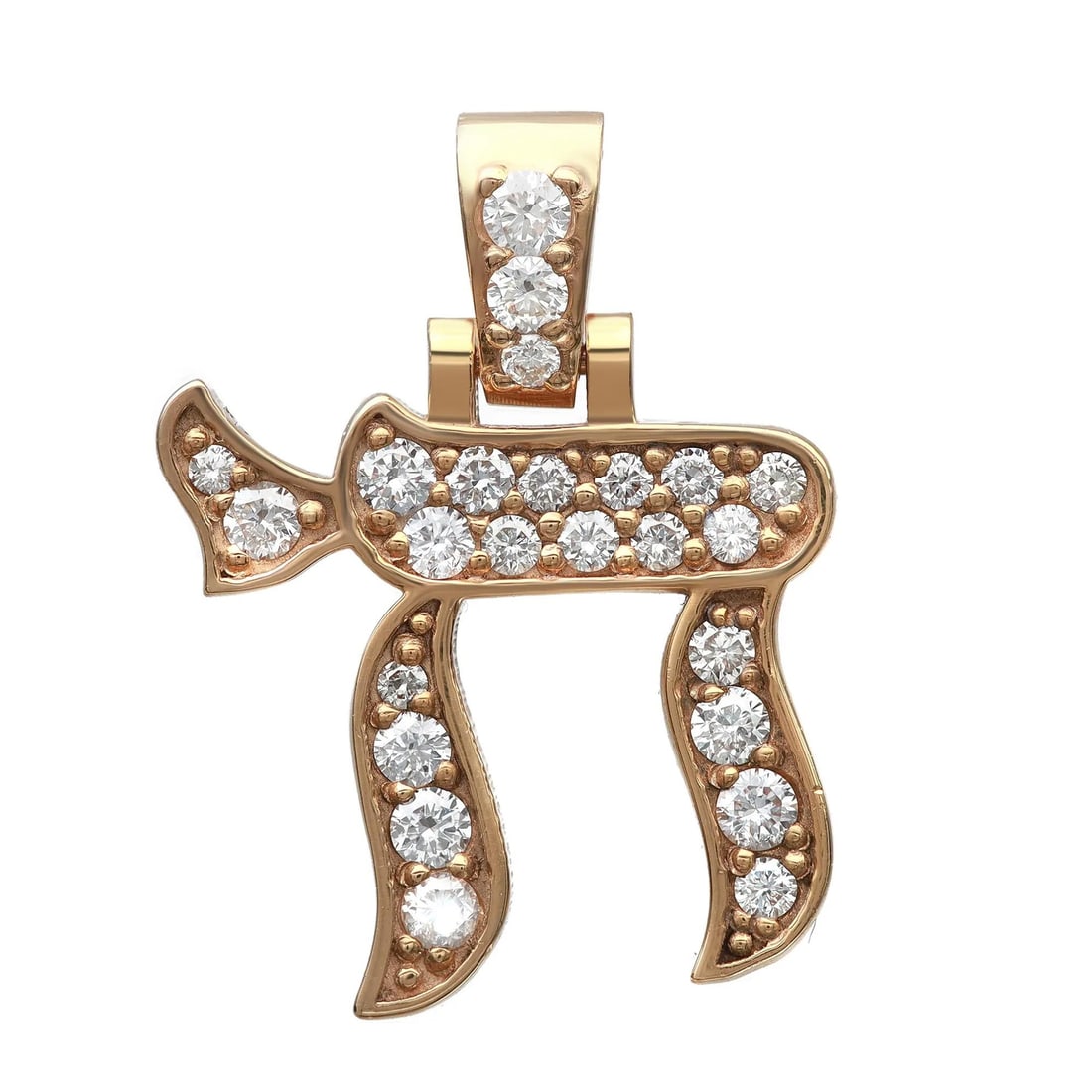 Rachel Koen 14K Yellow Gold Chai Charm Pendant 0.32CT Diamond Pave: Rachel Koen 14K Yellow Gold Chai Charm Pendant 0.32CT Diamond Pave This exquisite Chai charm pendant is a stunning piece crafted from 14K yellow gold. It showcases a pave setting of round brilliant cu