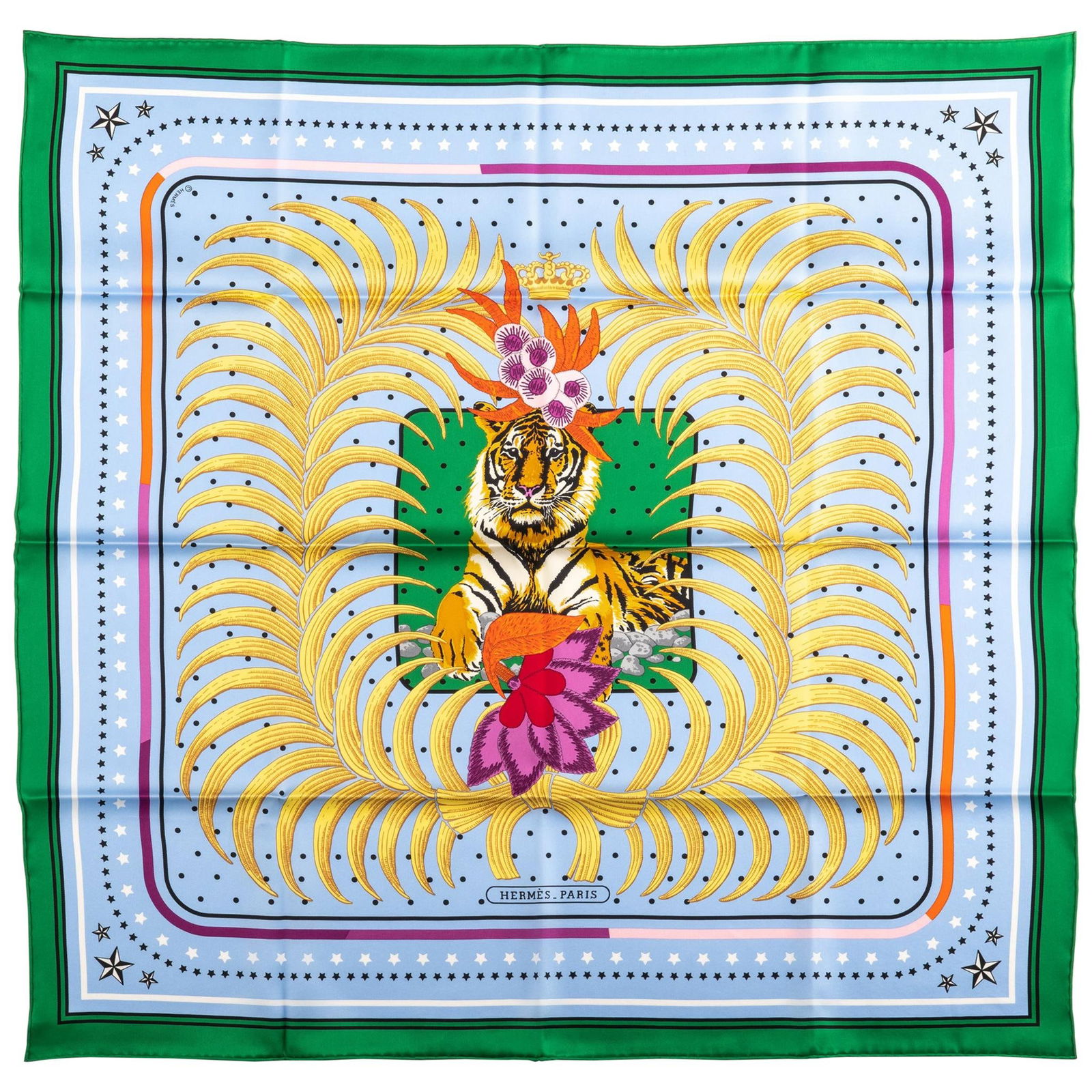 Hermes Limited Edition Imperial Tiger Celeste Silk Scarf 25.5" (1 of 5)