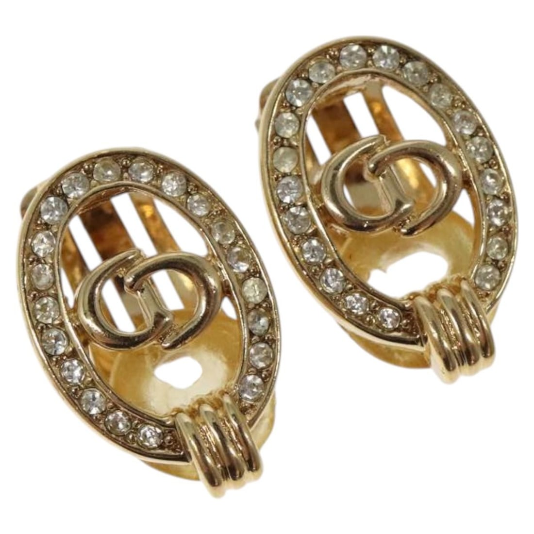 Christian Dior Gold Metal Earrings Authentic 124559 (1 of 7)