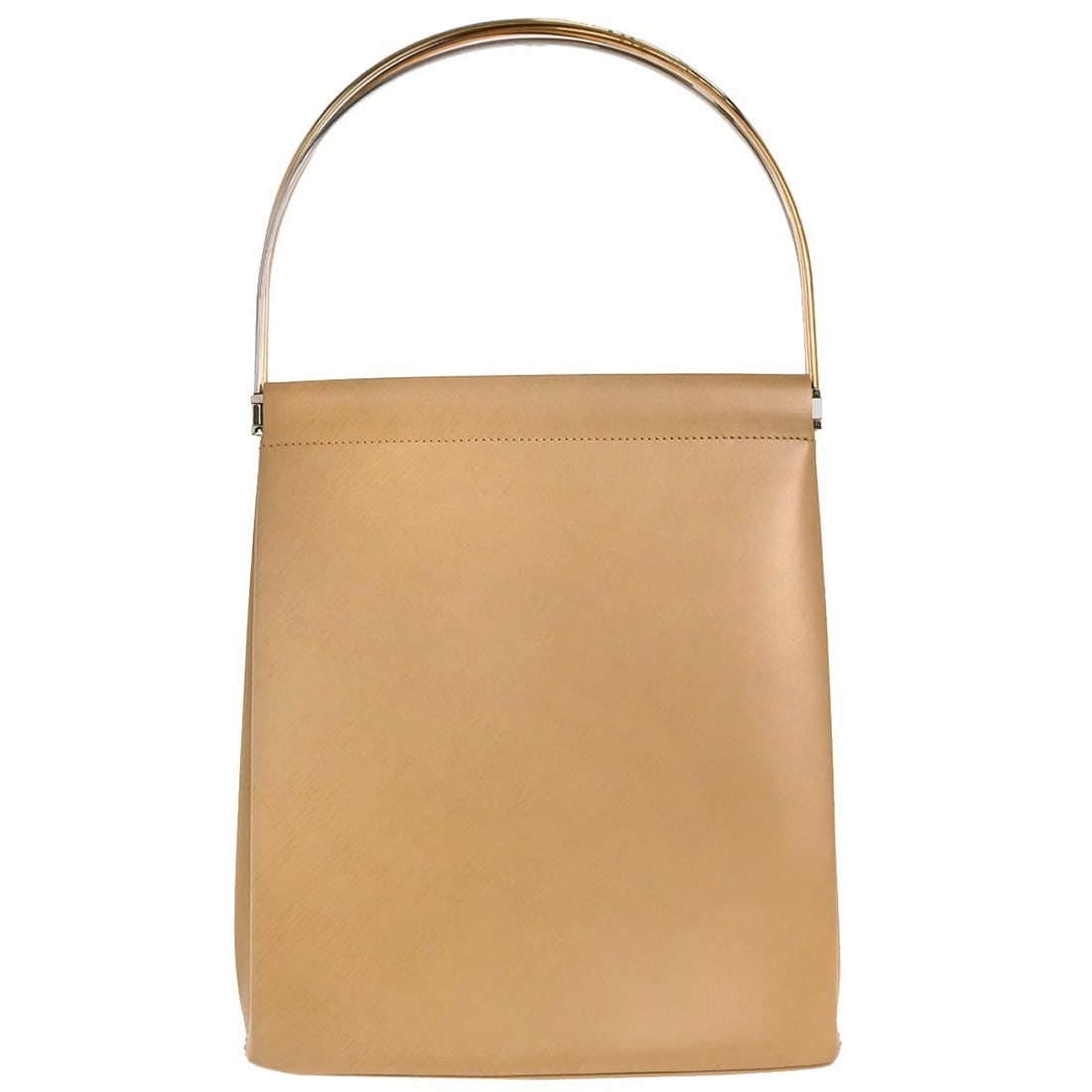 Beige Trinity Handbag by Cartier: Beige Trinity Handbag by Cartier This pre-owned Cartier Trinity handbag features a beige exterior and is designed for women. The bag is in good condition with minor scuffs and dirt visible on both the