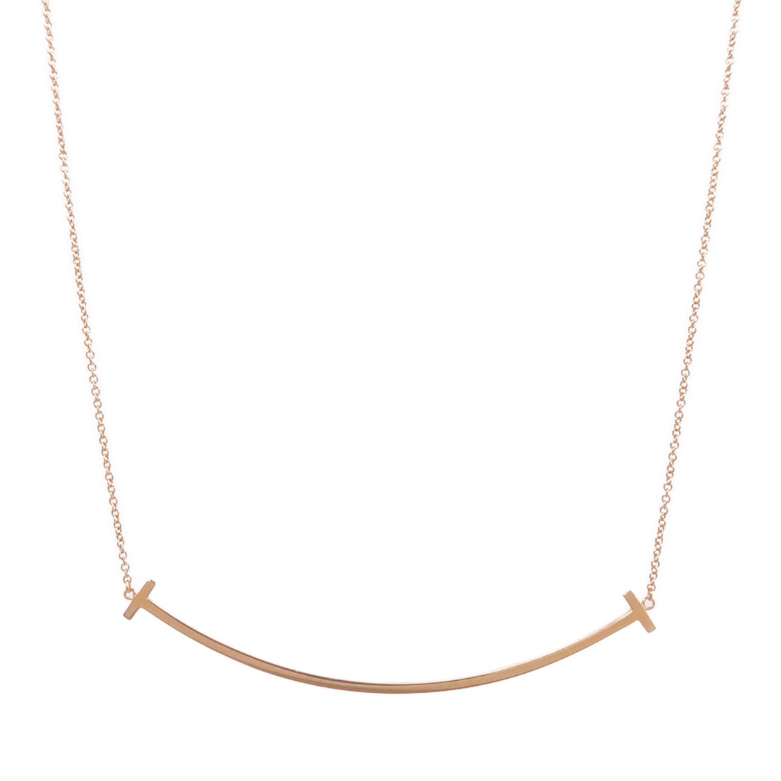 TIFFANY&CO T Smile Necklace in 18K Pink Gold: TIFFANY&CO T Smile Necklace in 18K Pink Gold This exquisite T Smile Necklace by Tiffany & Co. is crafted from 18K pink gold (K18PG), showcasing a stunning design that embodies elegance and sophisticat