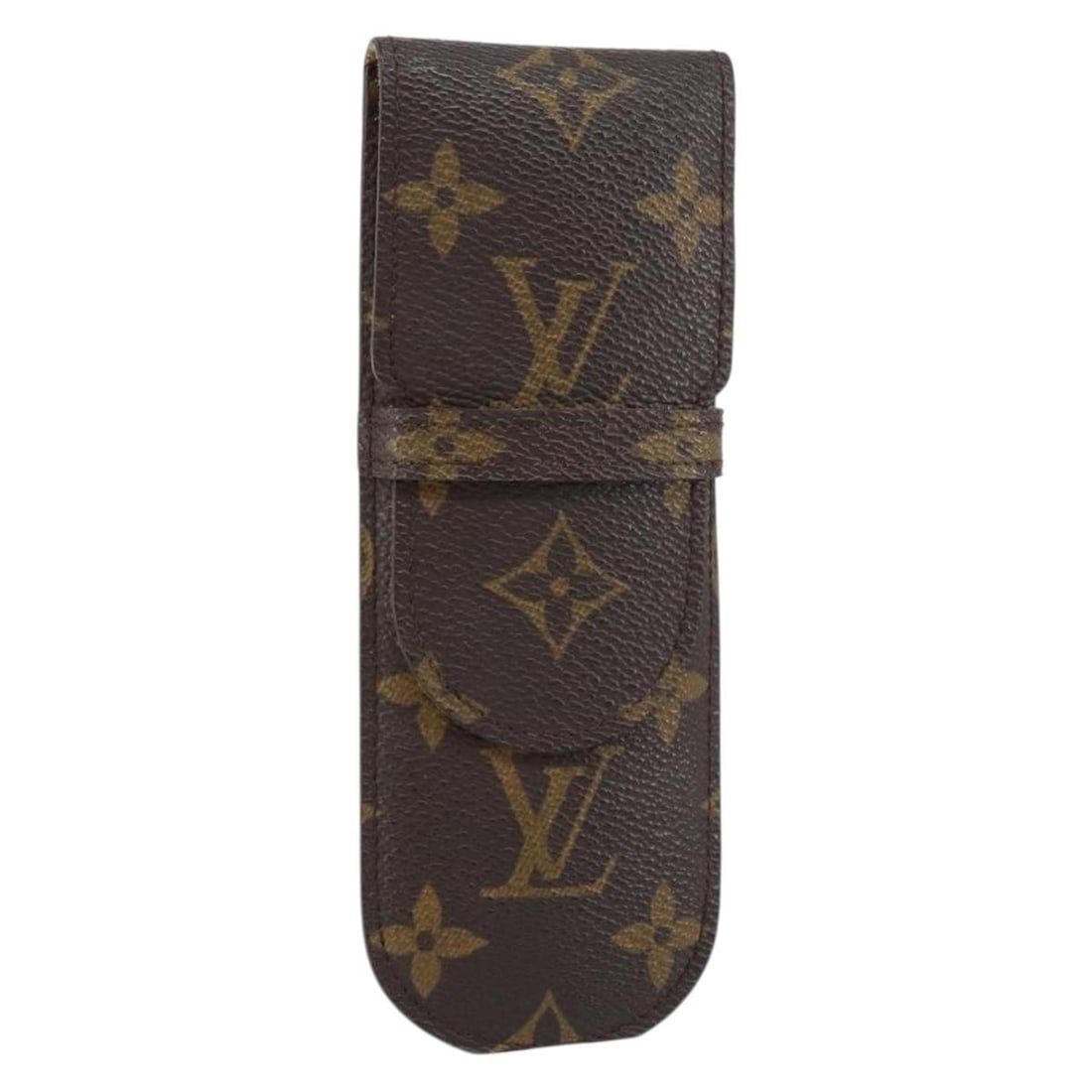 Brown pen holder by Louis Vuitton: Brown pen holder by Louis Vuitton This pre-owned Louis Vuitton pen case features a brown exterior and is designed for female use. It is in good condition with minimal rubbing on the surface and interi