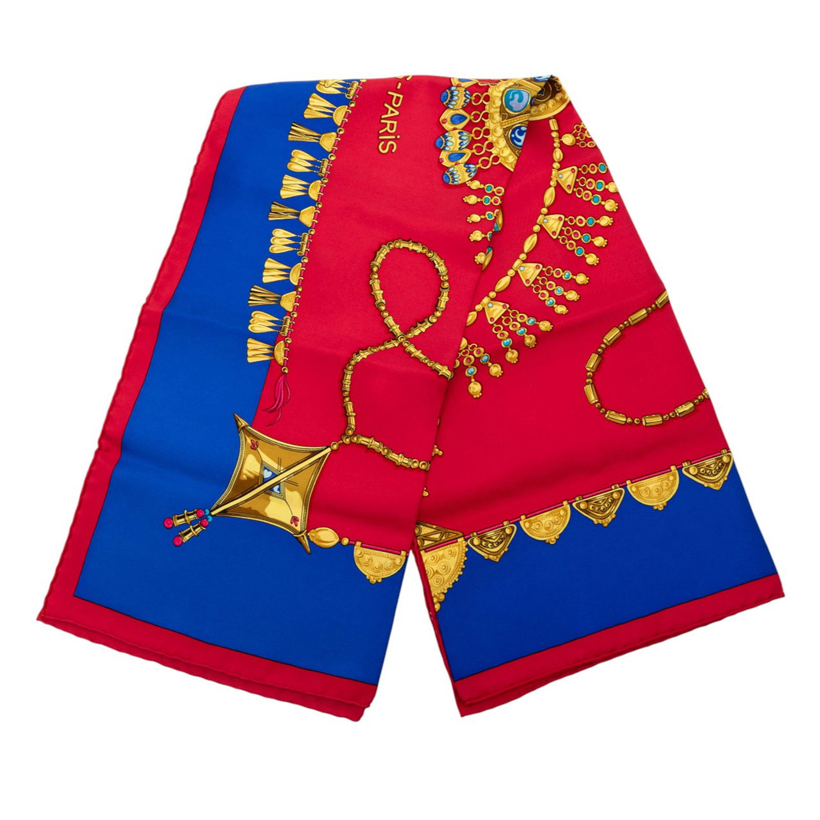 Hermes Parures des Sables Red Silk Twilly Scarf Accessory: Hermes Parures des Sables Red Silk Twilly Scarf Accessory The Hermes Parures des Sables Silk Twilly Scarf is crafted from 100% printed silk and showcases a vibrant red color. Made in France, this acce