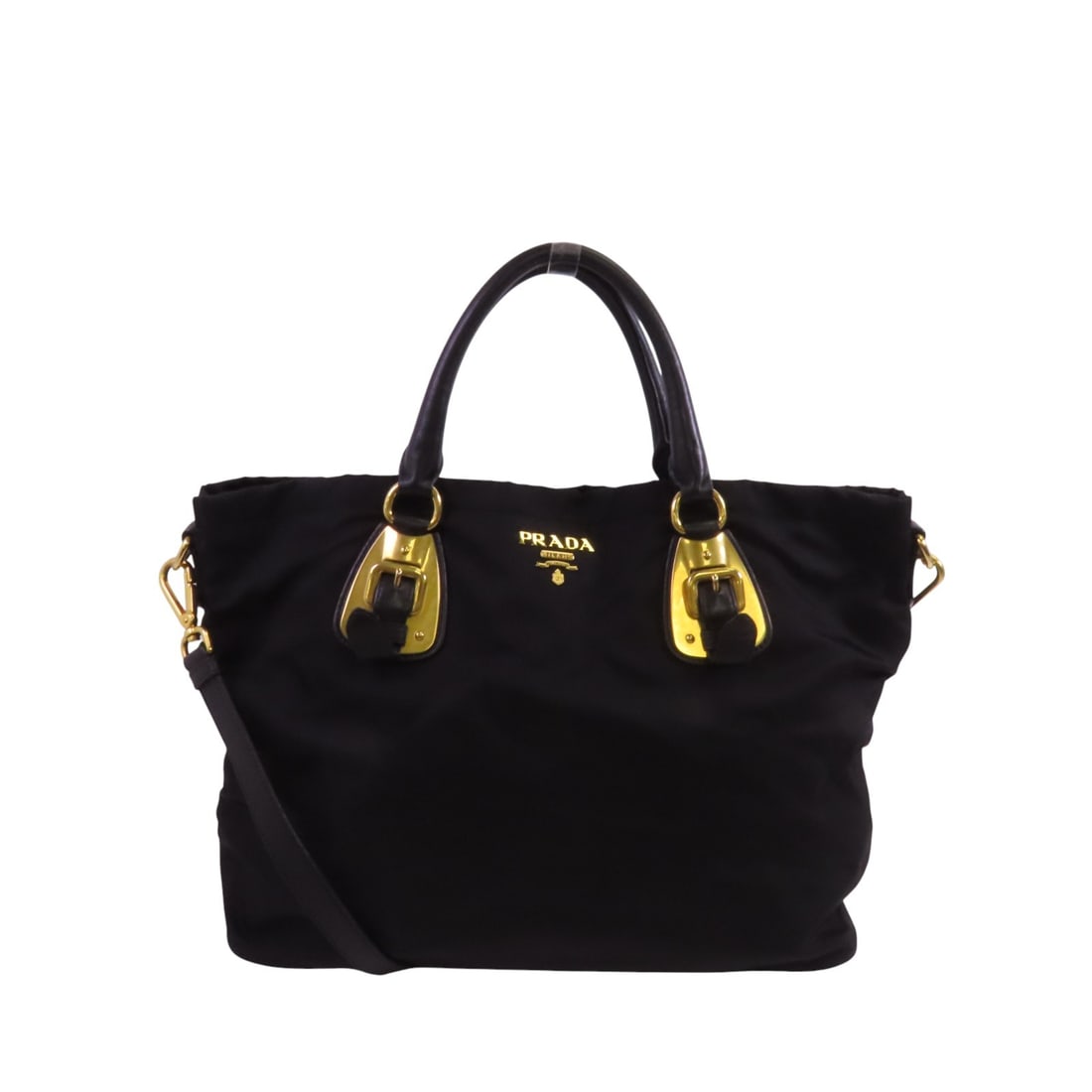 Prada Black Nylon Shoulder and Crossbody Bag with Gold Hardware (1 of 15)