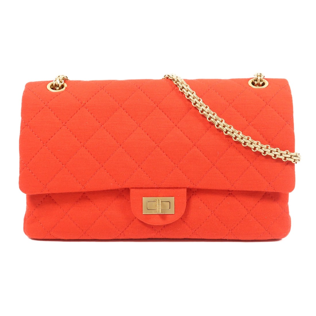 CHANEL 2.55 Chain Shoulder Bag Red Canvas GHW: CHANEL 2.55 Chain Shoulder Bag Red Canvas GHW This stunning CHANEL 2.55 Chain Shoulder Bag is crafted from high-quality canvas in a vibrant red hue. It features a classic shoulder bag design, perfect