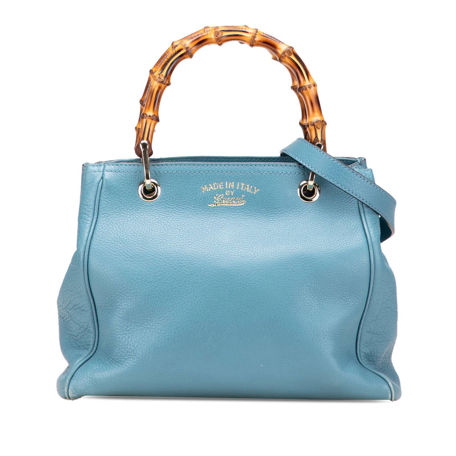 Gucci Small Calfskin Bamboo Satchel Bag Blue Leather: Gucci Small Calfskin Bamboo Satchel Bag Blue Leather This Gucci Small Calfskin Bamboo Shopper Satchel is a stylish and functional accessory, crafted from high-quality leather. It features elegant bamb