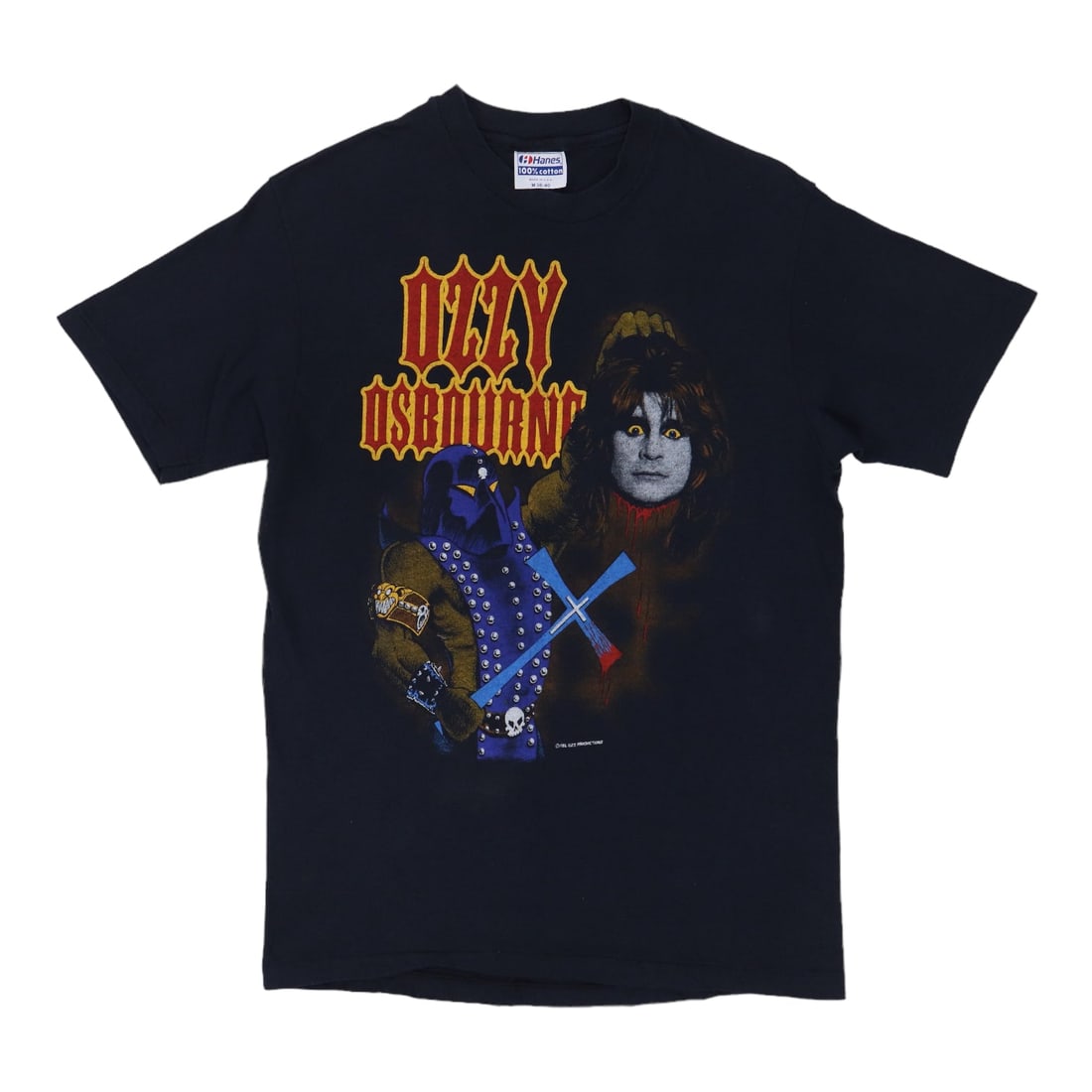 Vintage 1984 Ozzy Osbourne Black Decapitation T-Shirt: Vintage 1984 Ozzy Osbourne Black Decapitation T-Shirt This original vintage 1984 Ozzy Osbourne Decapitation Shirt is a must-have for fans and collectors. Crafted from 100% cotton, this black shirt sho