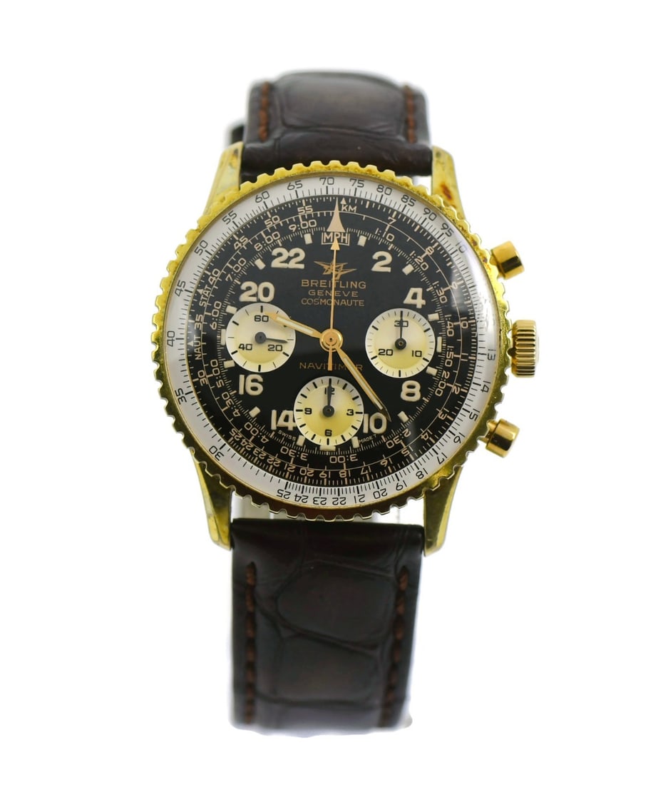 Breitling Navitimer Chronograph 18K Stainless Steel Watch Ref 809 Aftermarket Strap (1 of 5)