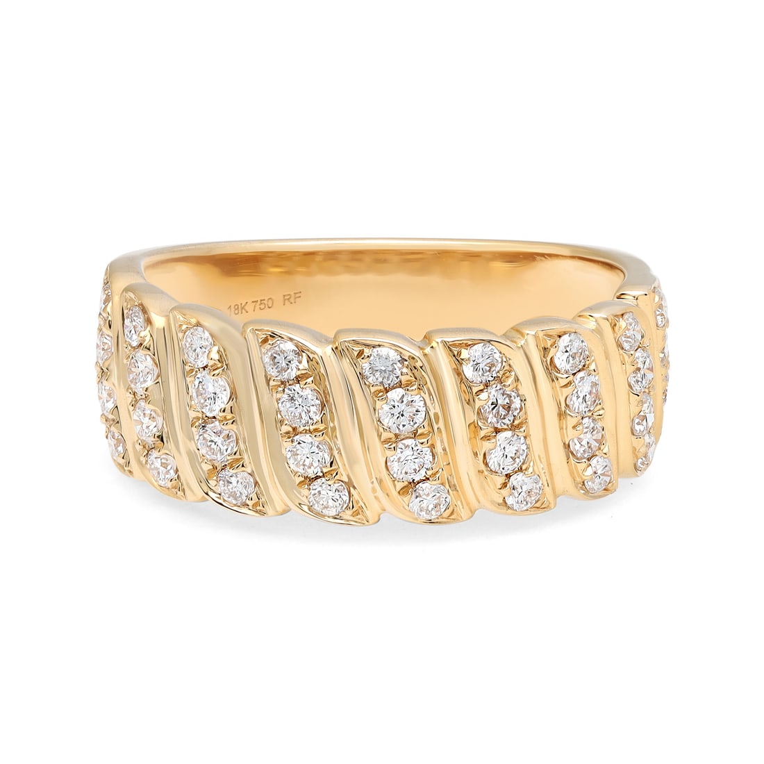 Rachel Koen 18K Yellow Gold 0.52Ct Diamond Pave Band Ring Size 6.5 (1 of 6)