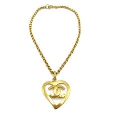 Gold Heart Necklace with CC Pendant by Chanel (1 of 1)