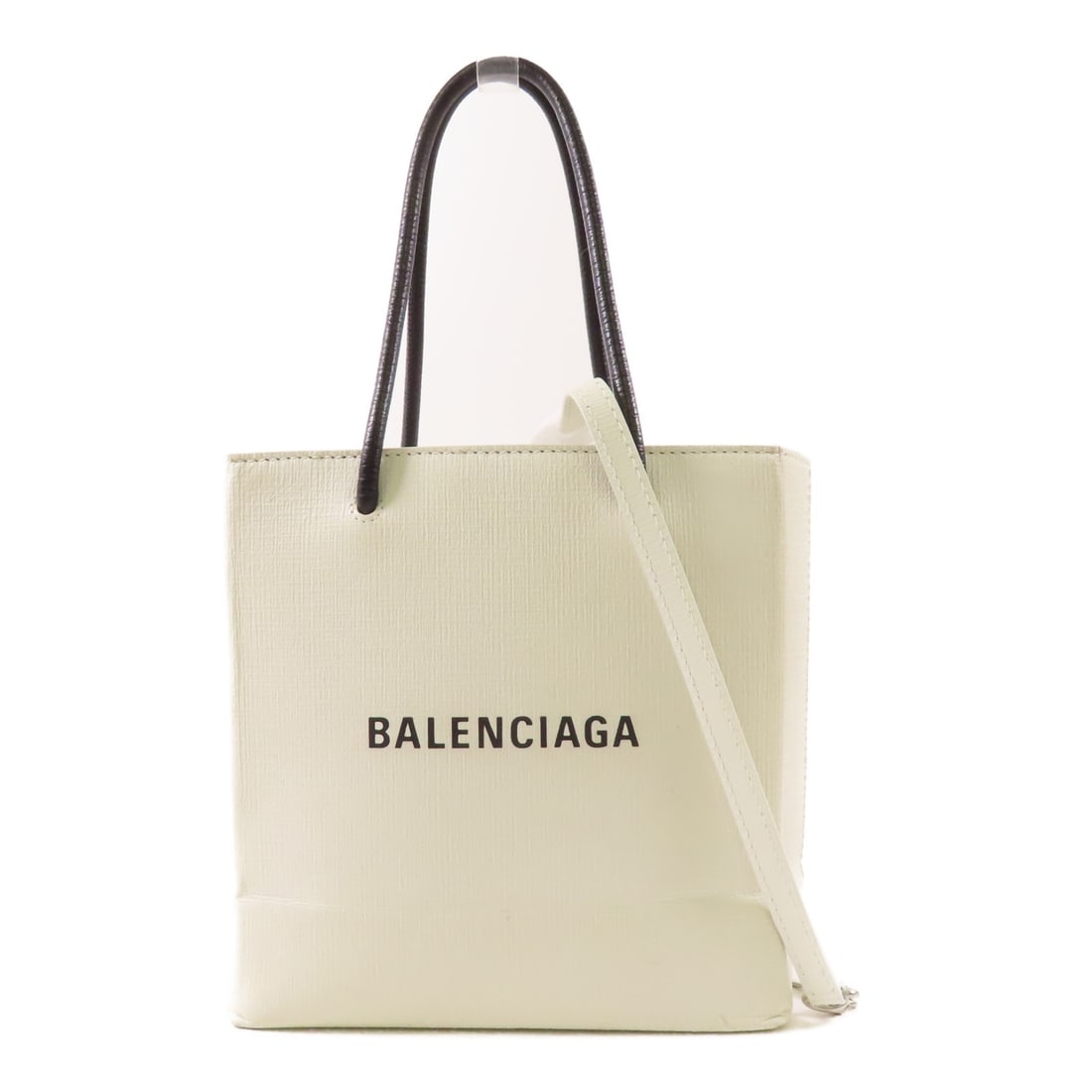 Balenciaga SHW Shopping Tote XXS White Leather 2 Way Shoulder Bag 597858: Balenciaga SHW Shopping Tote XXS White Leather 2 Way Shoulder Bag 597858 This Balenciaga Shopping Tote XXS is a stylish and versatile 2-way shoulder bag, perfect for any occasion. Crafted from high-qu