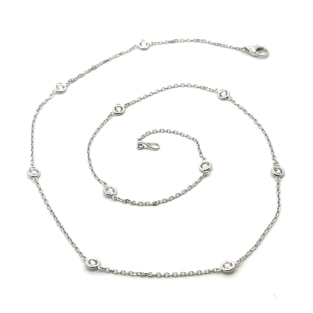 14k White Gold 1ctw Diamond 17.5 Inch By The Yard Necklace (1 of 6)