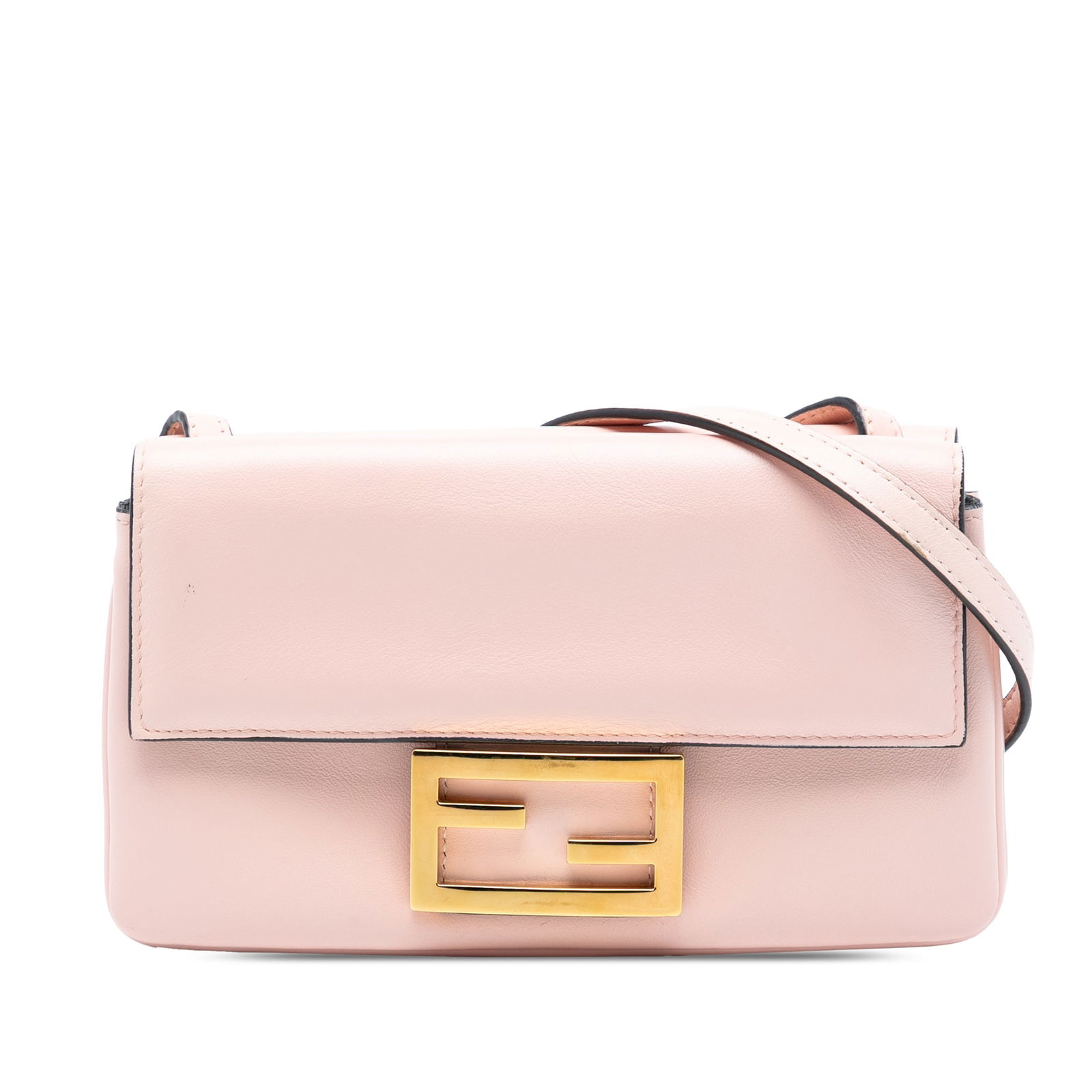 Pink Fendi Duo Baguette Leather Crossbody Bag with Double Flap (1 of 7)