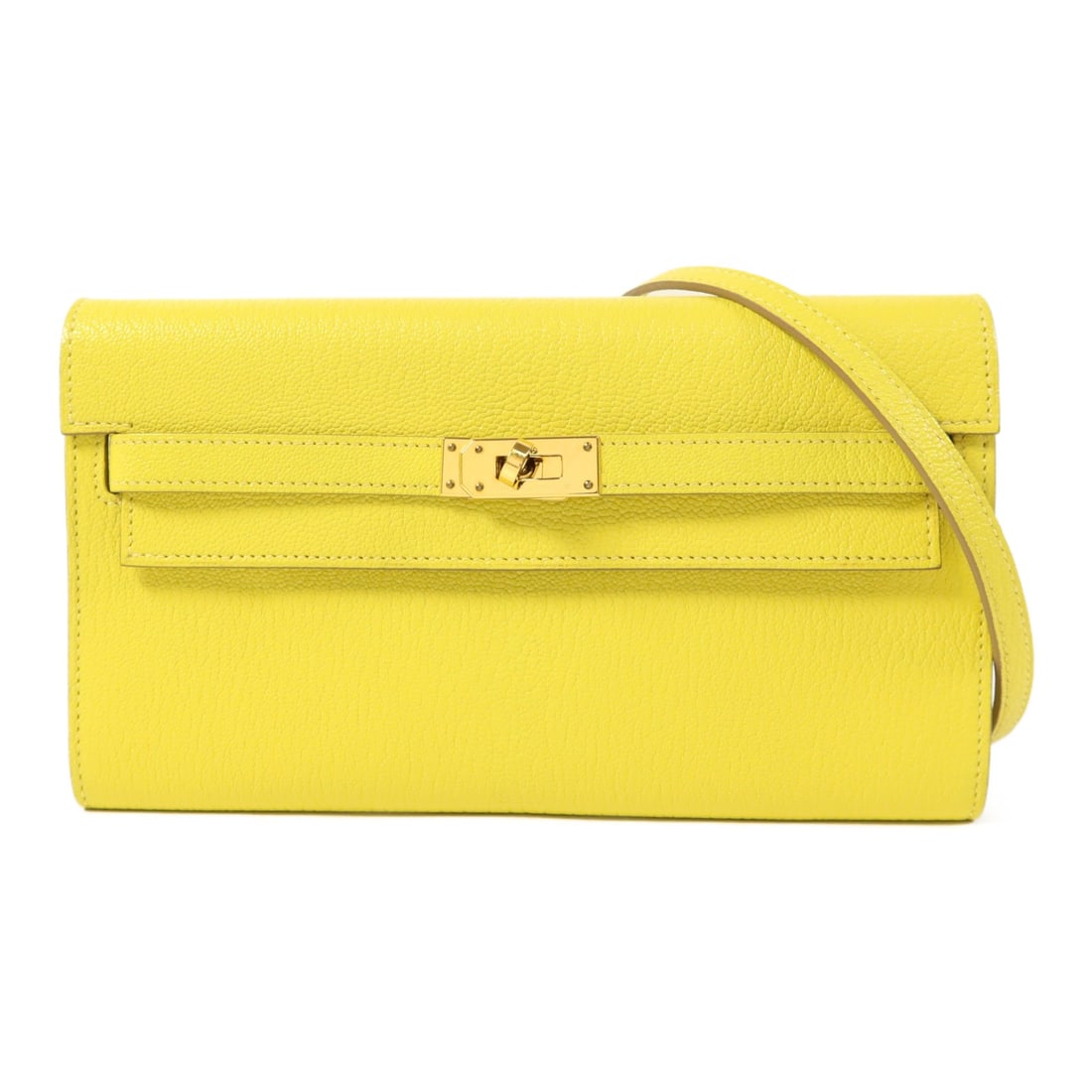 HERMES Kelly To Go Shoulder Bag Lime Chevre Leather: HERMES Kelly To Go Shoulder Bag Lime Chevre Leather Elevate your accessory collection with the HERMES Kelly To Go Shoulder Bag, crafted from luxurious chevre goatskin leather in a vibrant lime color.