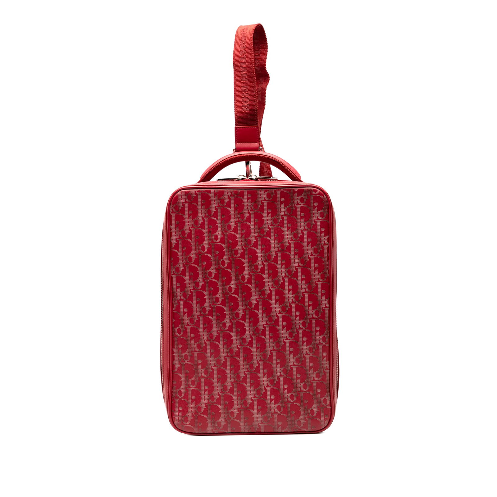 Dior Oblique Perforated Leather Galaxy Shoe Case Red: Dior Oblique Perforated Leather Galaxy Shoe Case Red Elevate your travel style with this exquisite Dior Oblique Perforated Calfskin Galaxy World Tour Shoe Case. Crafted from premium perforated leather